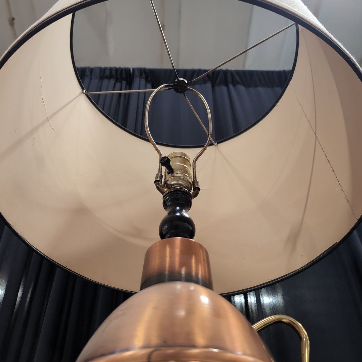 Copper Eagle Emblem Table Lamp with Fabric Shade
