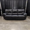 Black Rolled Arm Three-Cushion Couch in Leather