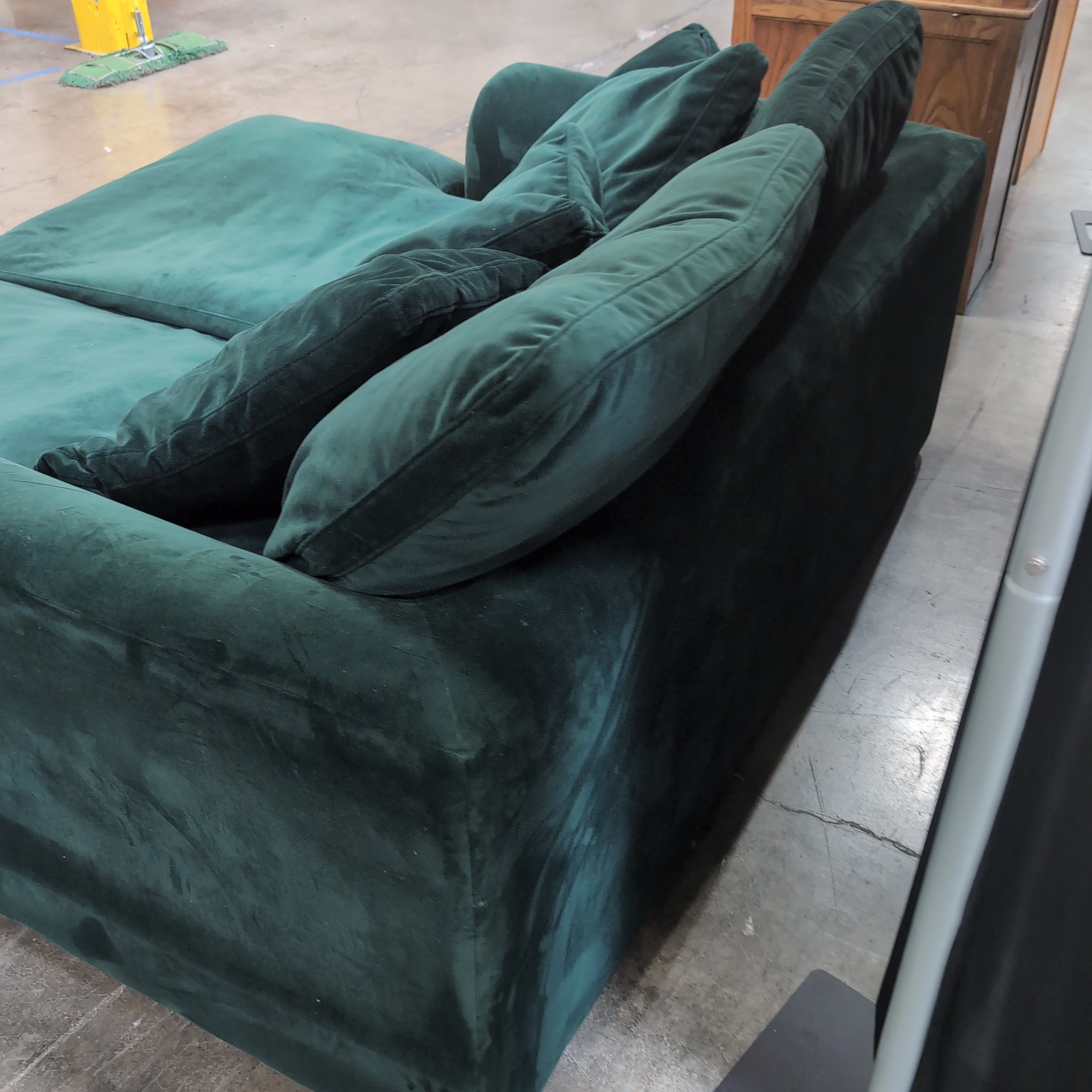 Deep Green Velvet Sectional Couch