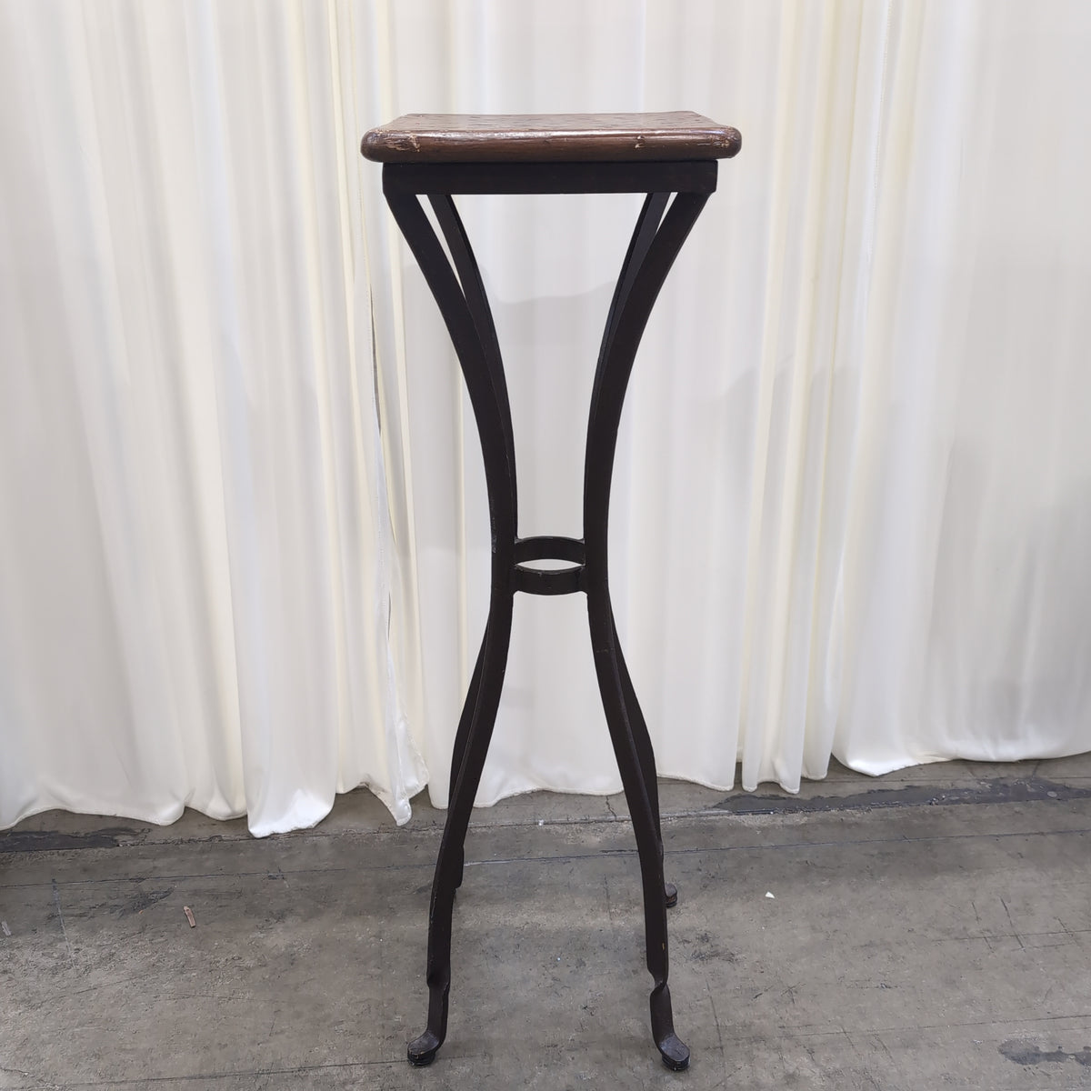 Parquet Wood Top End Table with Metal Base