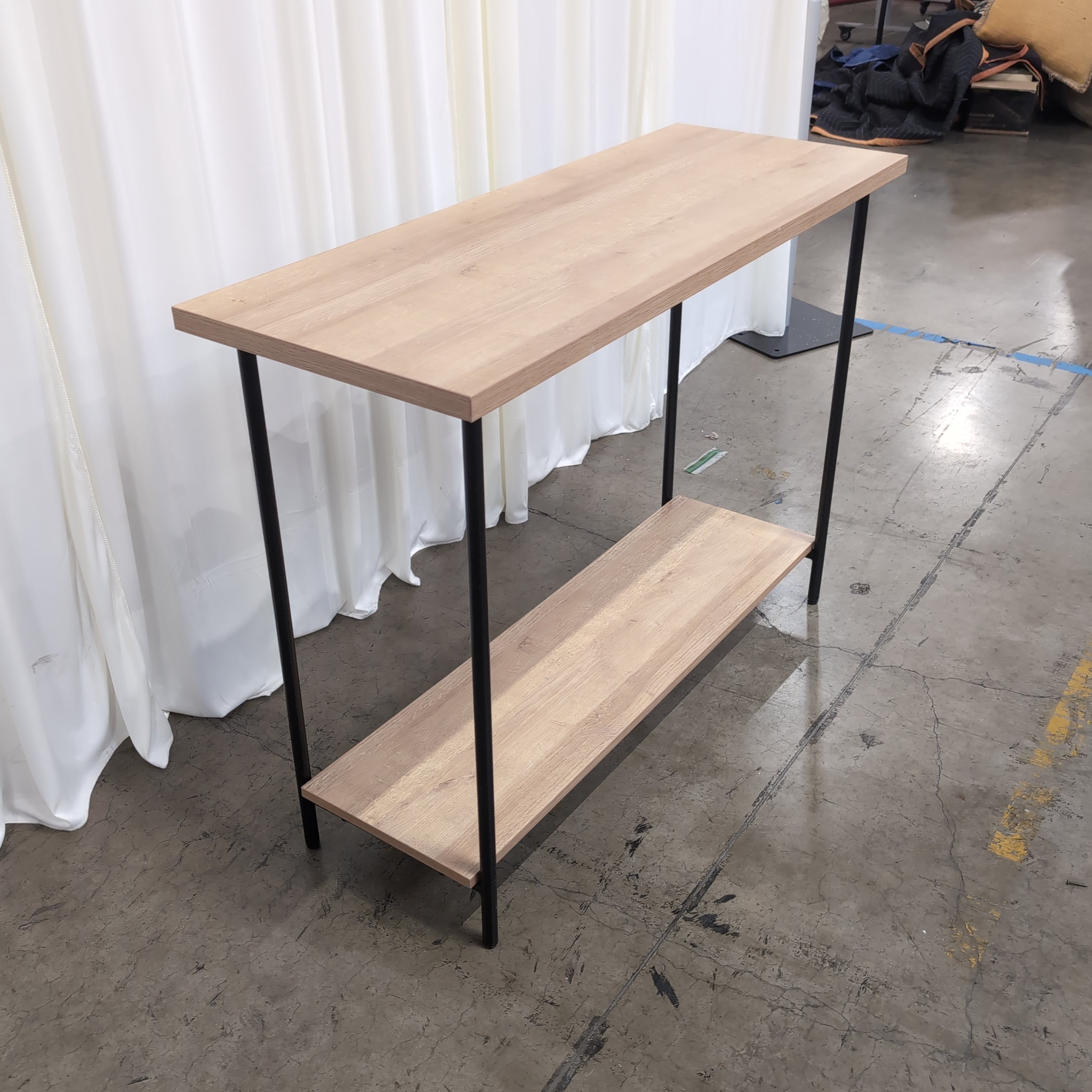 Minimalist Light Wood Console Table with Two Shelves