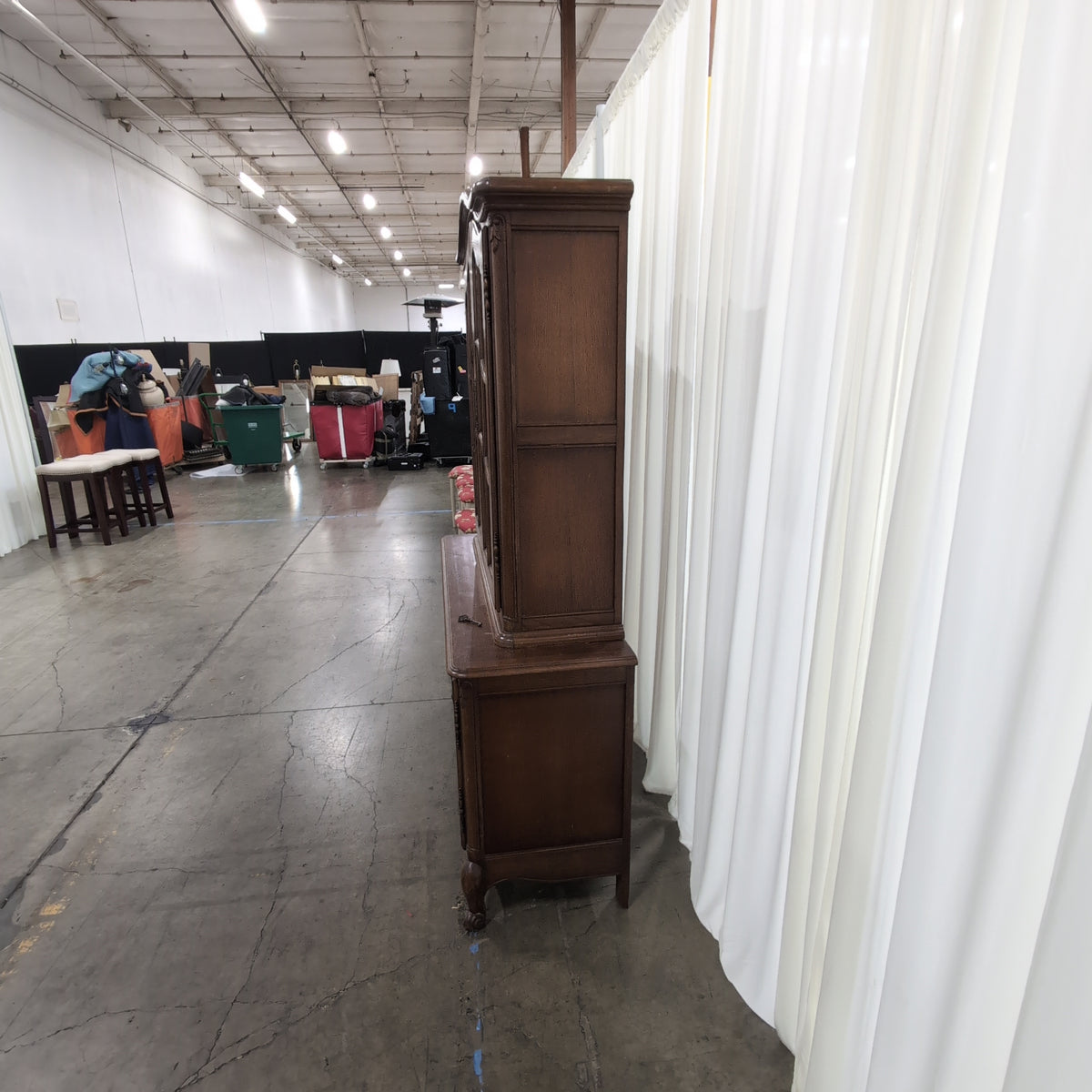 French Provincial Style Wood China Cabinet with Glass Doors