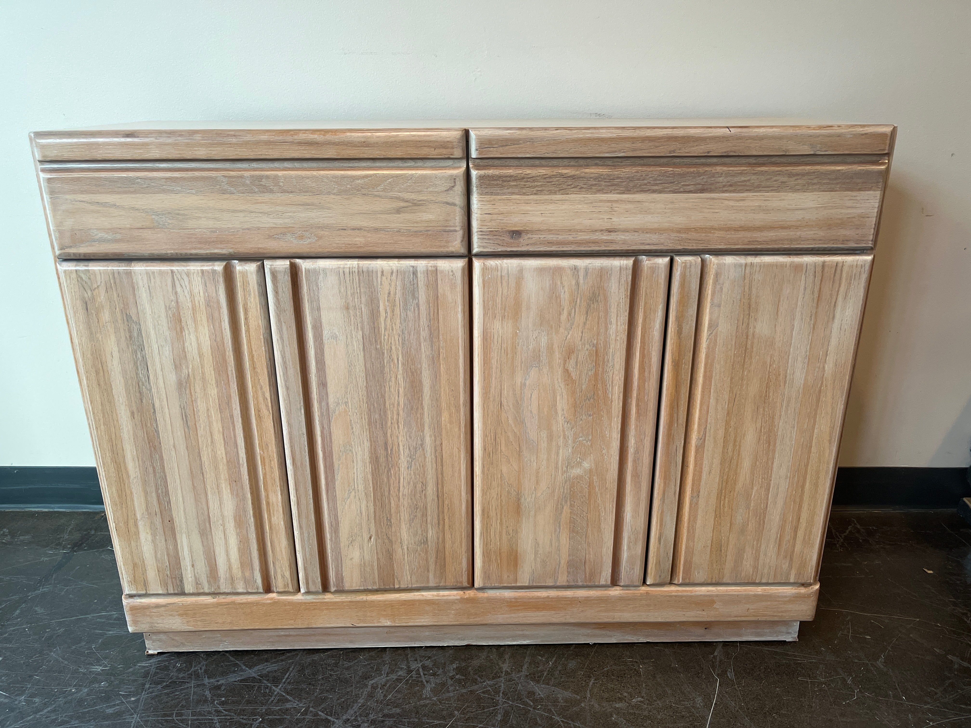 Light Wood Storage Side Board Cabinet with Two Drawers and Shelving - Could Double as Dresser
