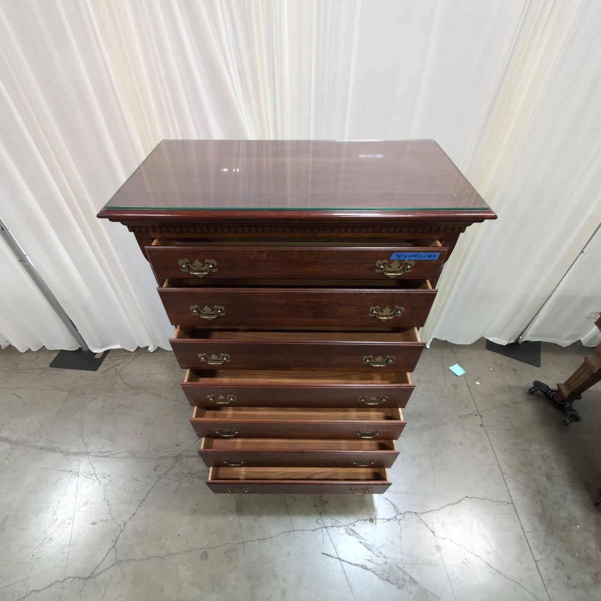 Traditional Dark Wood Six-Drawer Dresser with Brass Pulls