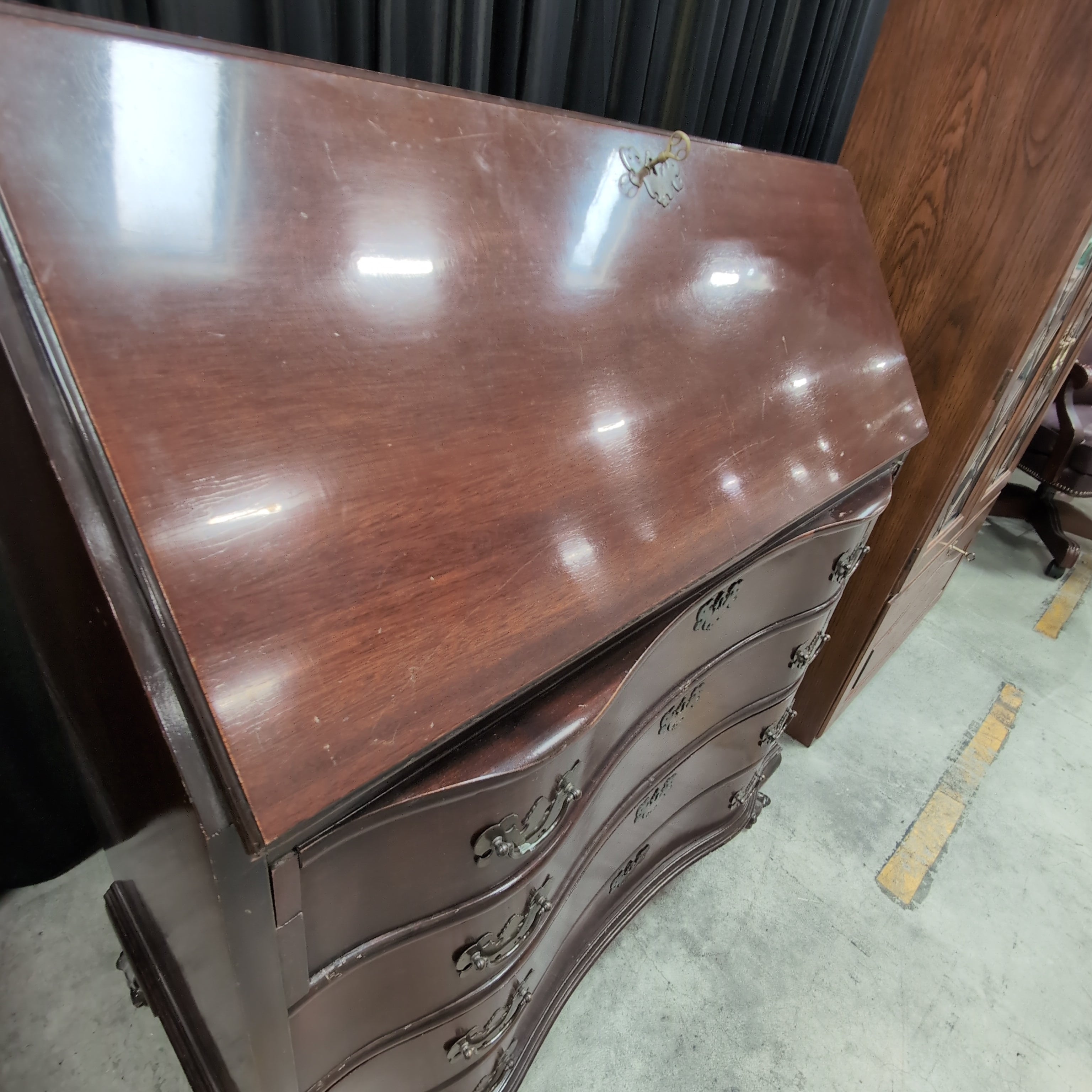 Traditional Dark Wood Secretary Desk with Claw Feet