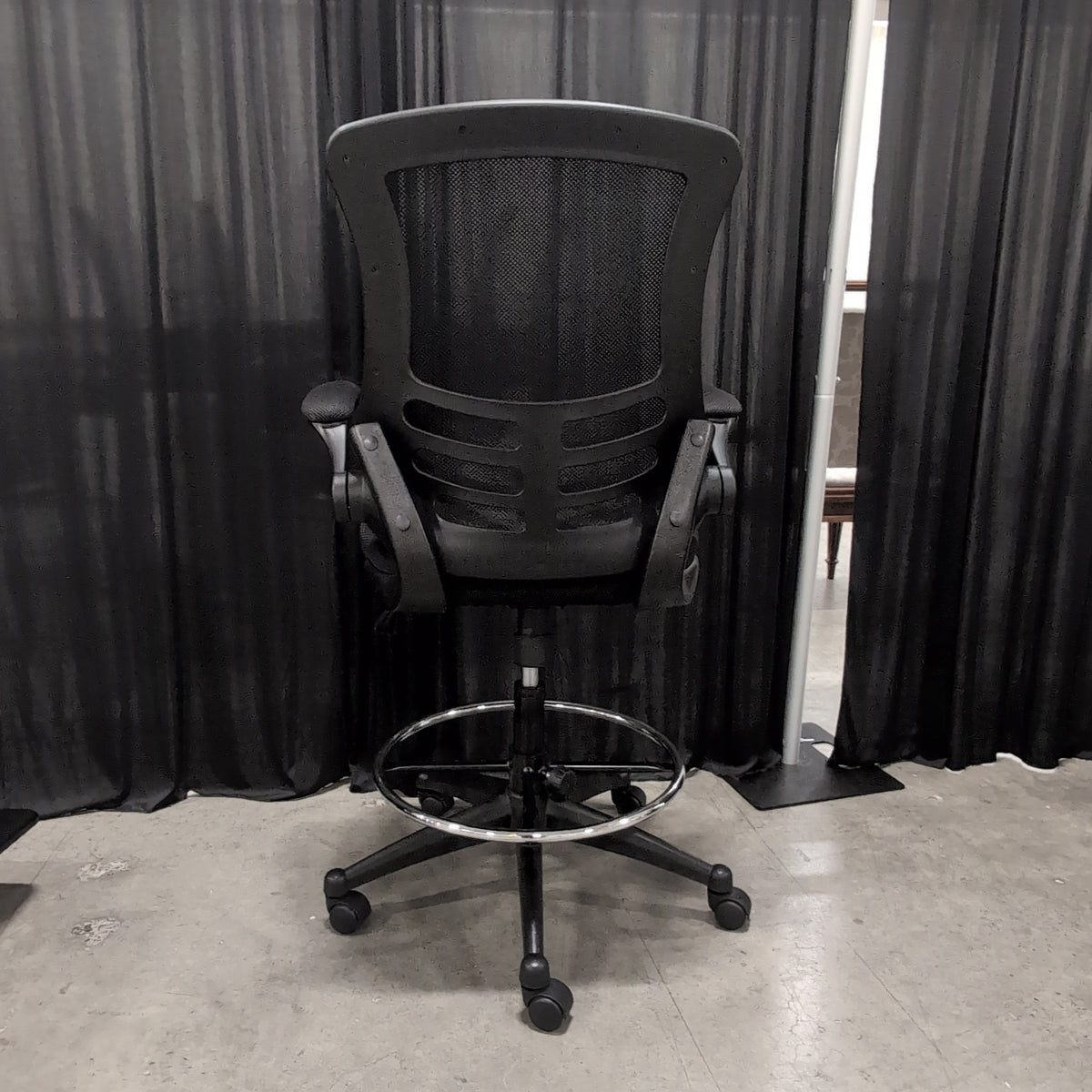 Black Mesh and Fabric Tall Office Chair with Foot Ring