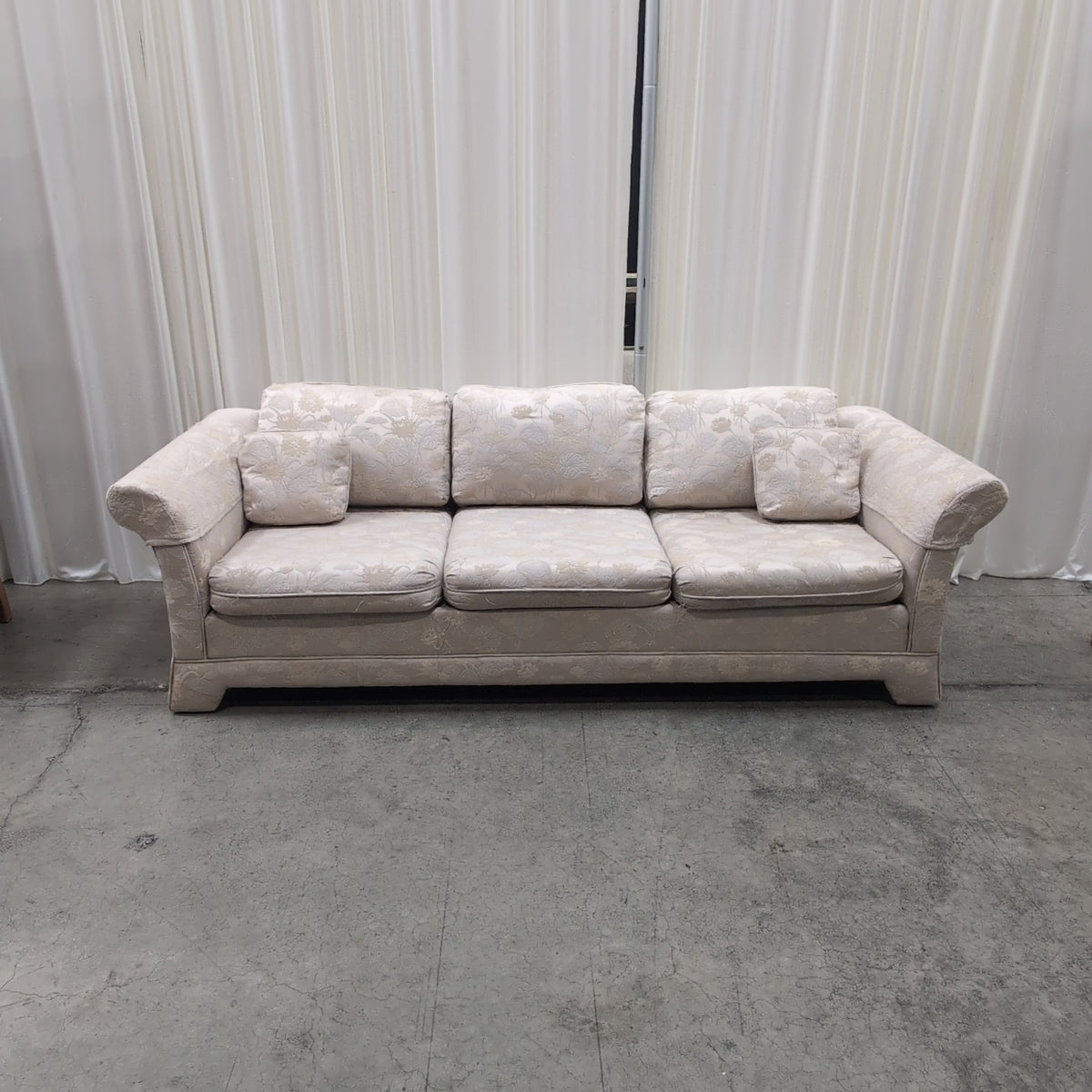 Traditional Beige Floral Upholstered Couch
