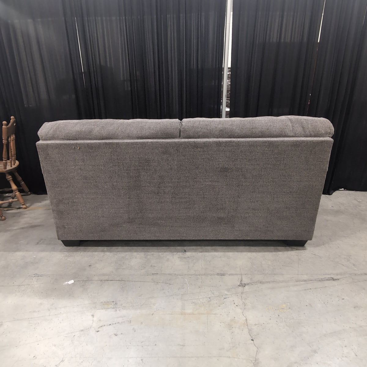 Textured Brown Fabric Two-Seater Couch with Tufted Back