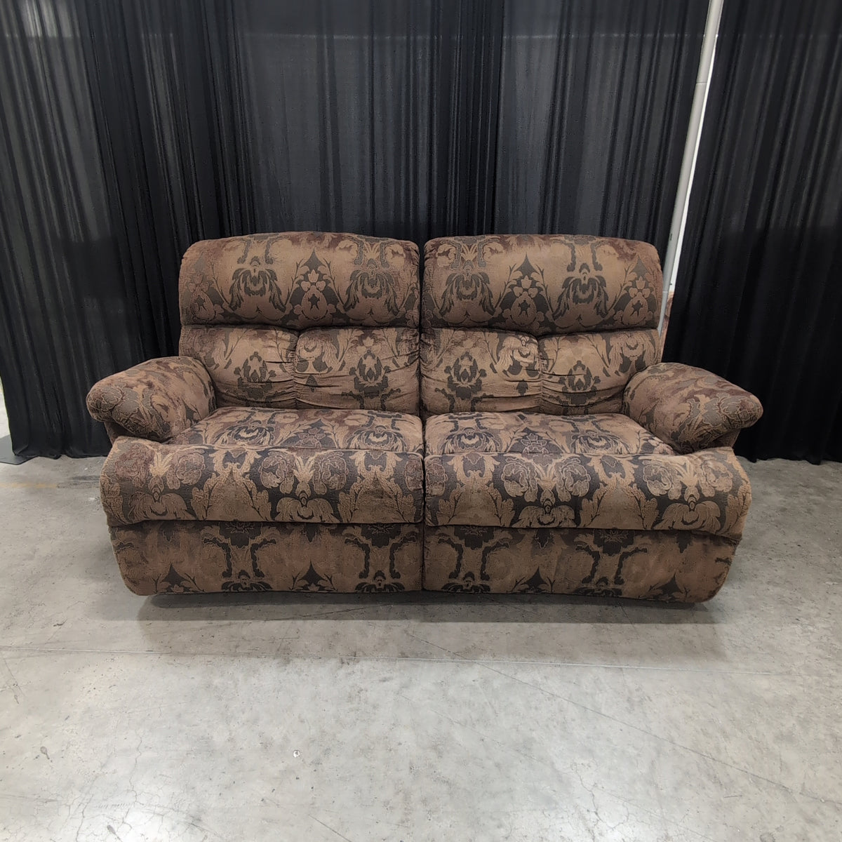Traditional Brown Floral Upholstered Couch