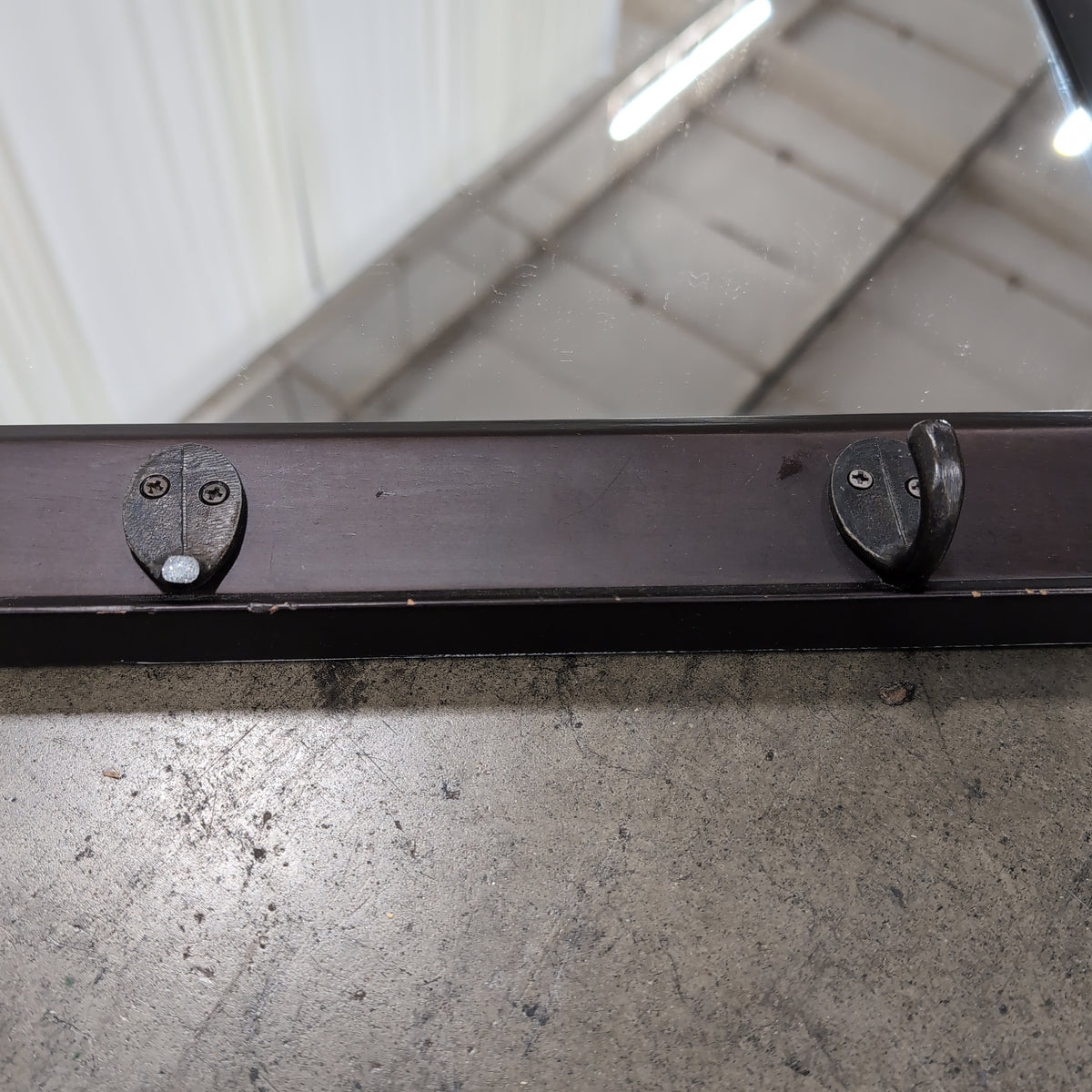 Dark Brown Rectangular Mirror with 5 Metal Hooks
