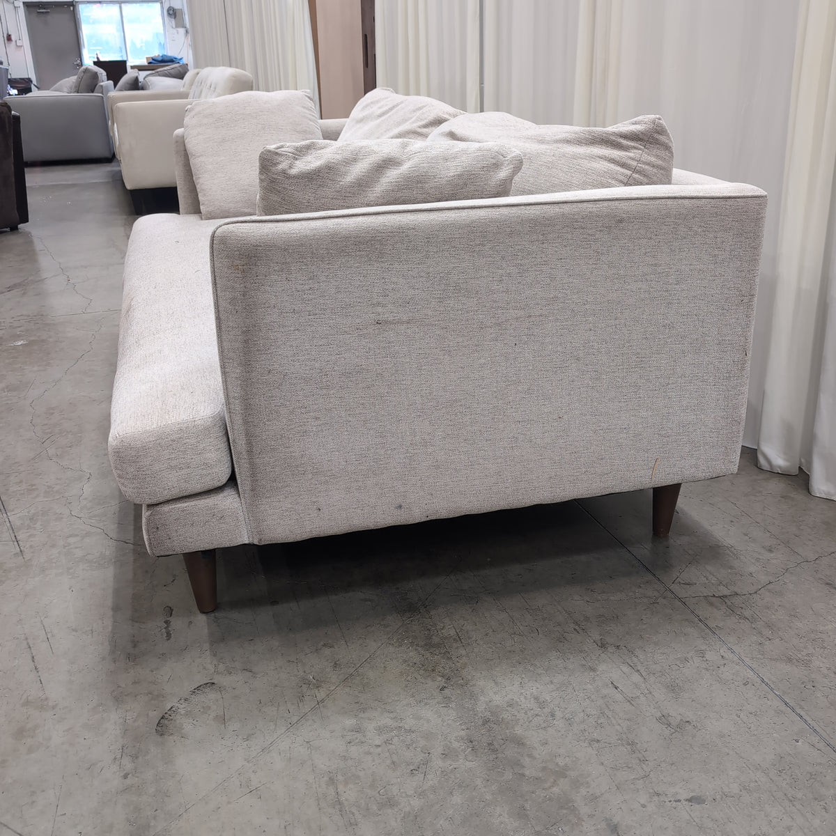 Minimalist Light Beige Woven Fabric Couch