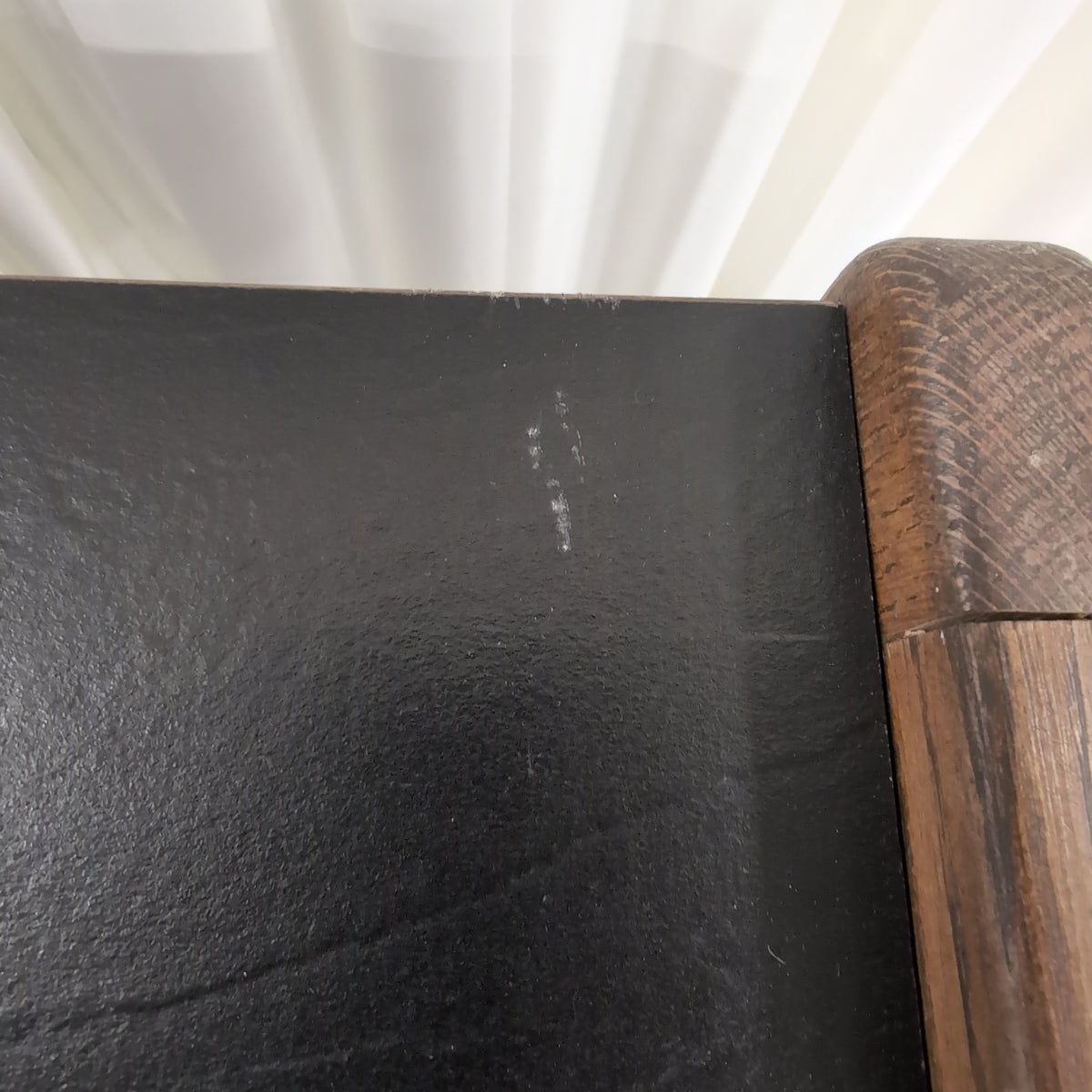 Brown Wood Console Table with Black Side Panel