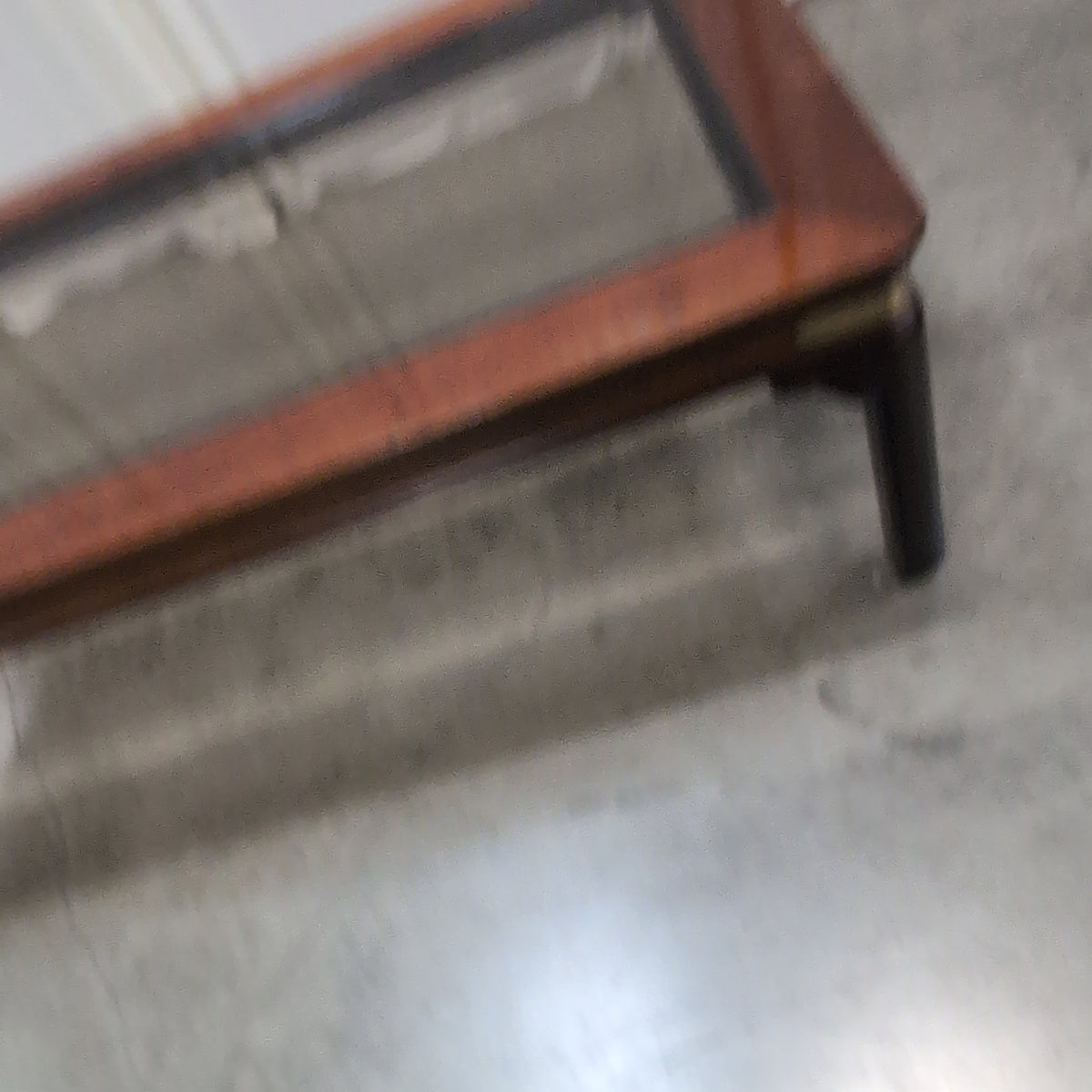 Dark Wood Rectangular Glass Top Coffee Table
