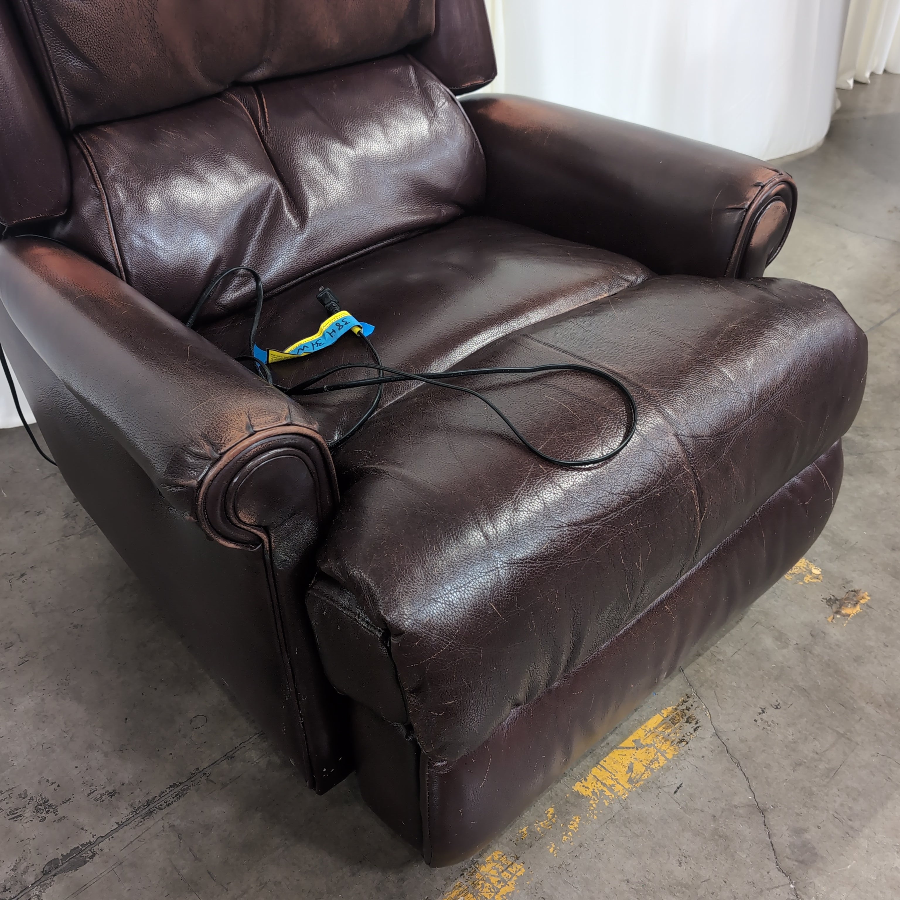 Plush Burgundy Padded Recliner in Leather
