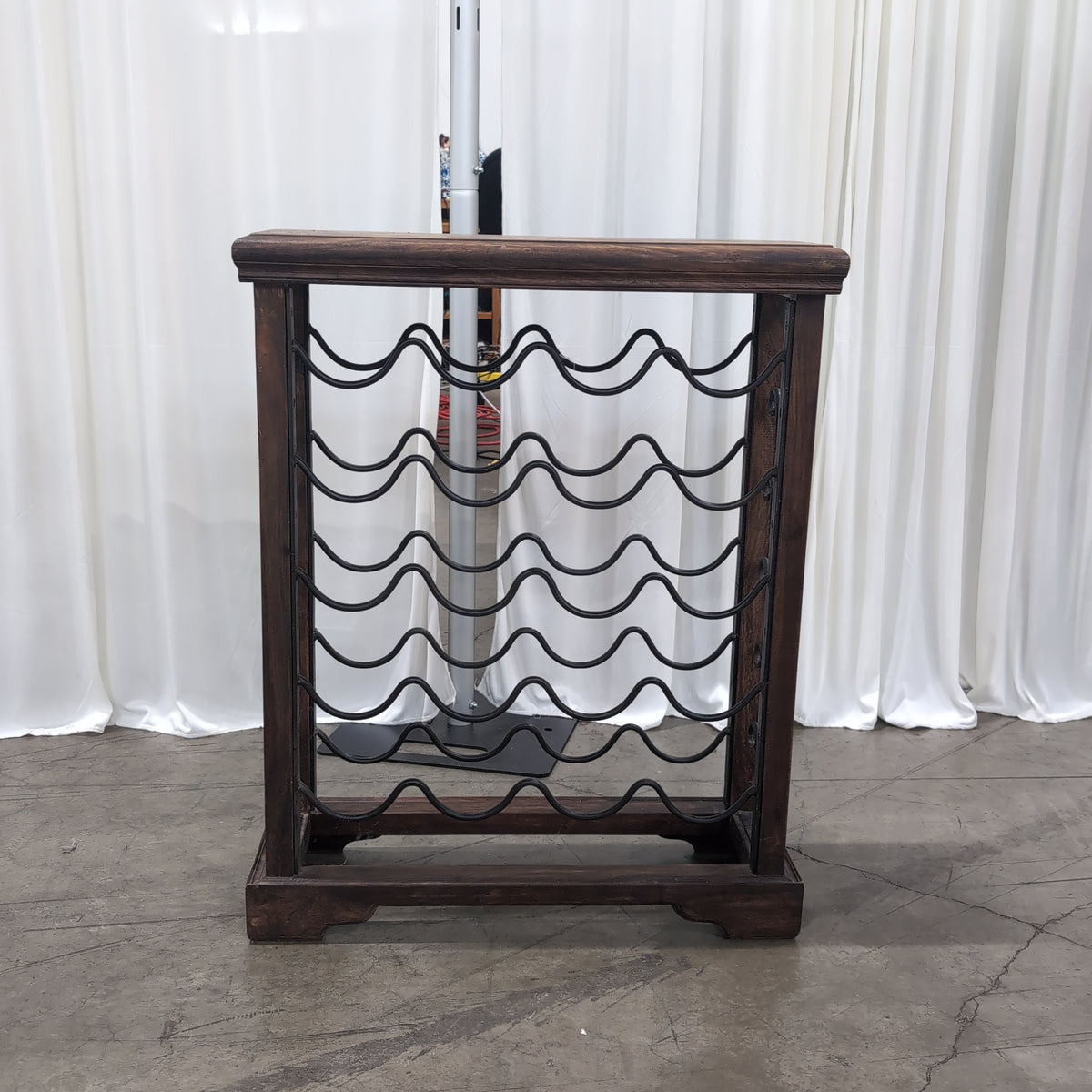 Dark Wood Top Metal Bottle Wine Rack