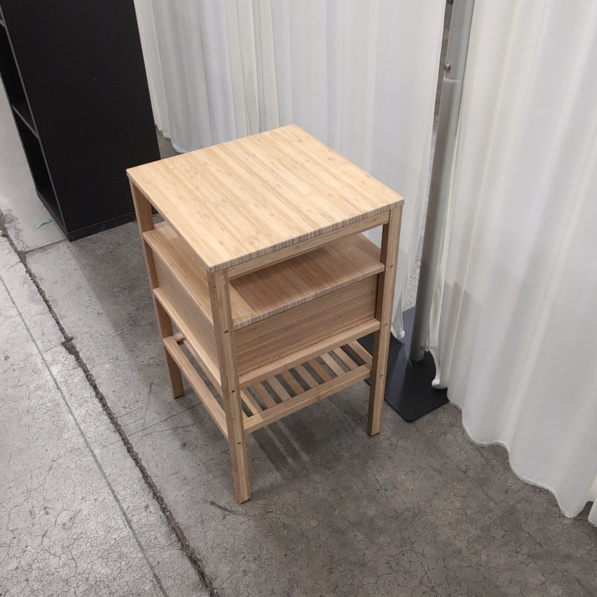 IKEA-Natural Bamboo Nightstand with One Drawer