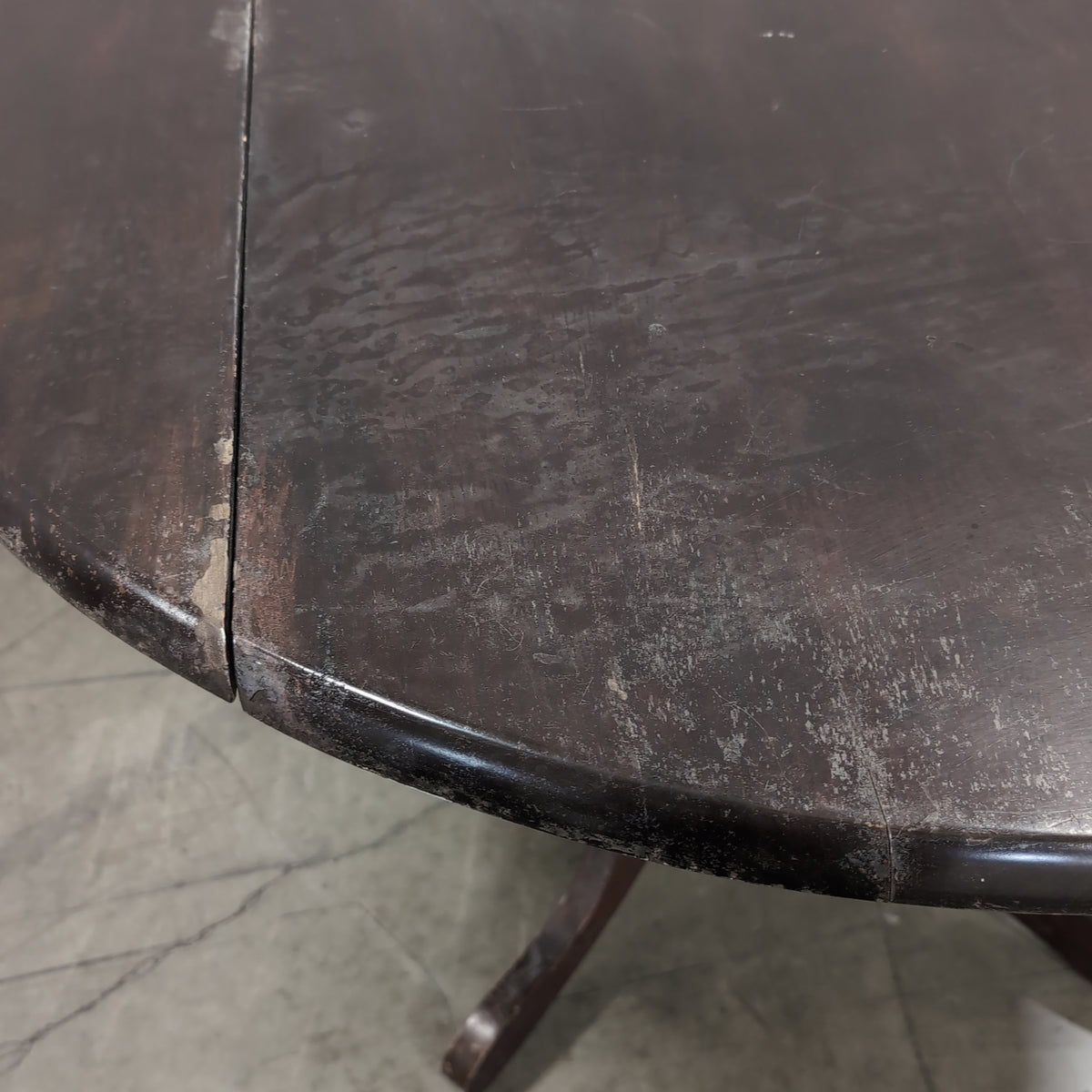 Dark Wood Round Dining Table with Drop Leaf