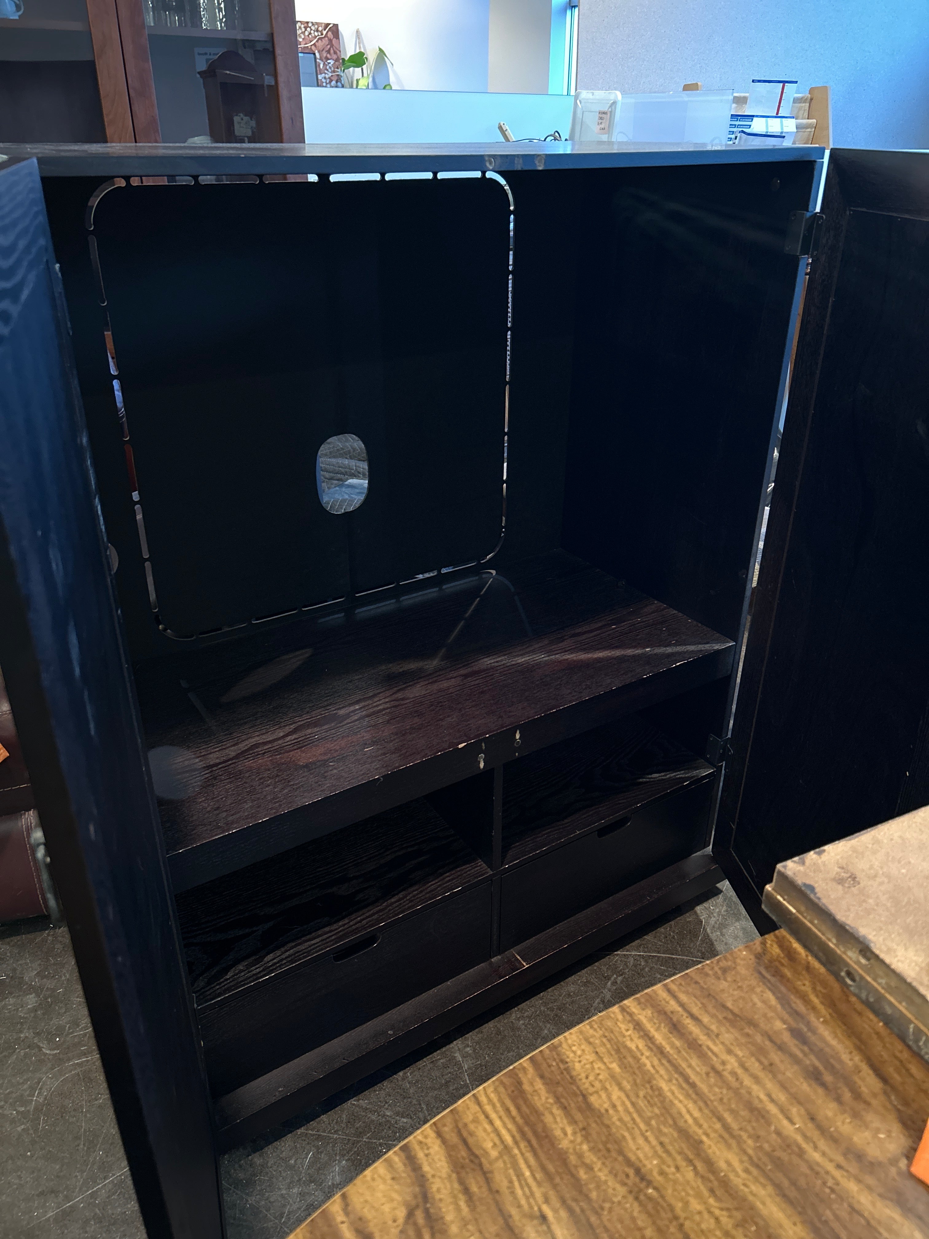 Black Checkered Media Stand