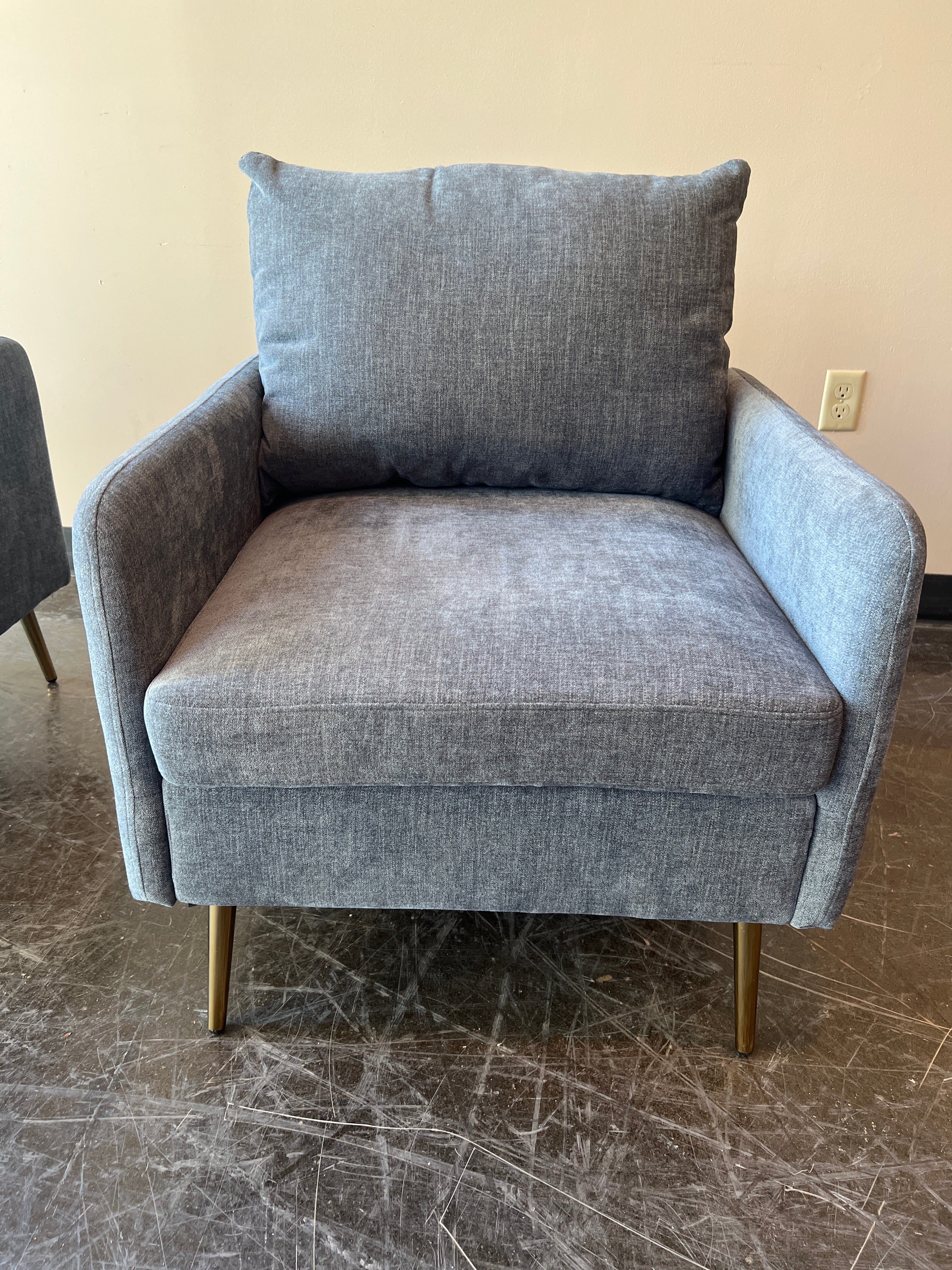 Mid-Century Modern Gray Fabric Club Chair