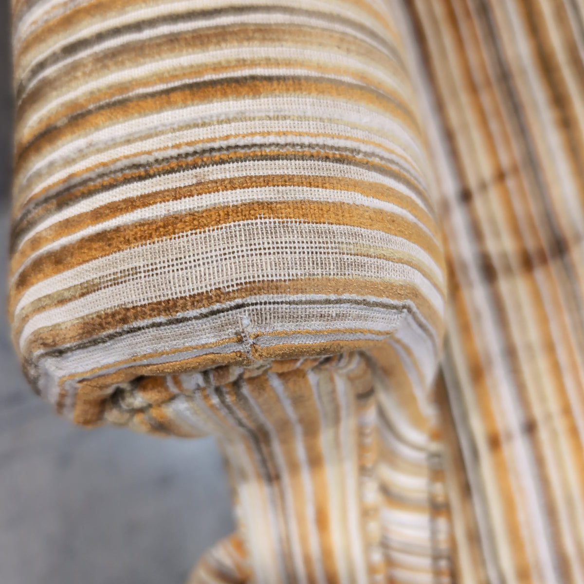 Traditional Brown Striped Wingback Chair