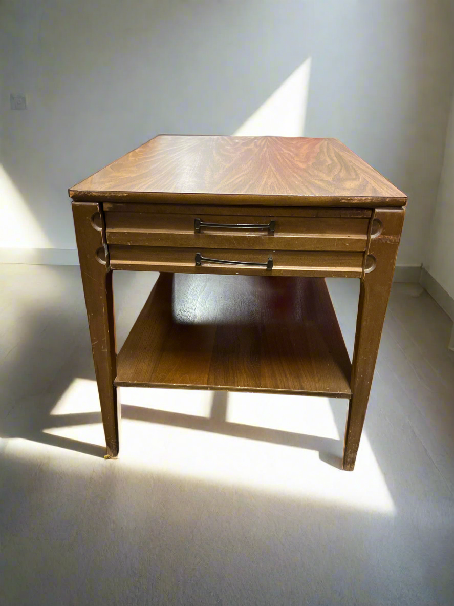Mersman Mid Century Modern Two Tier Side Table with One Drawer
