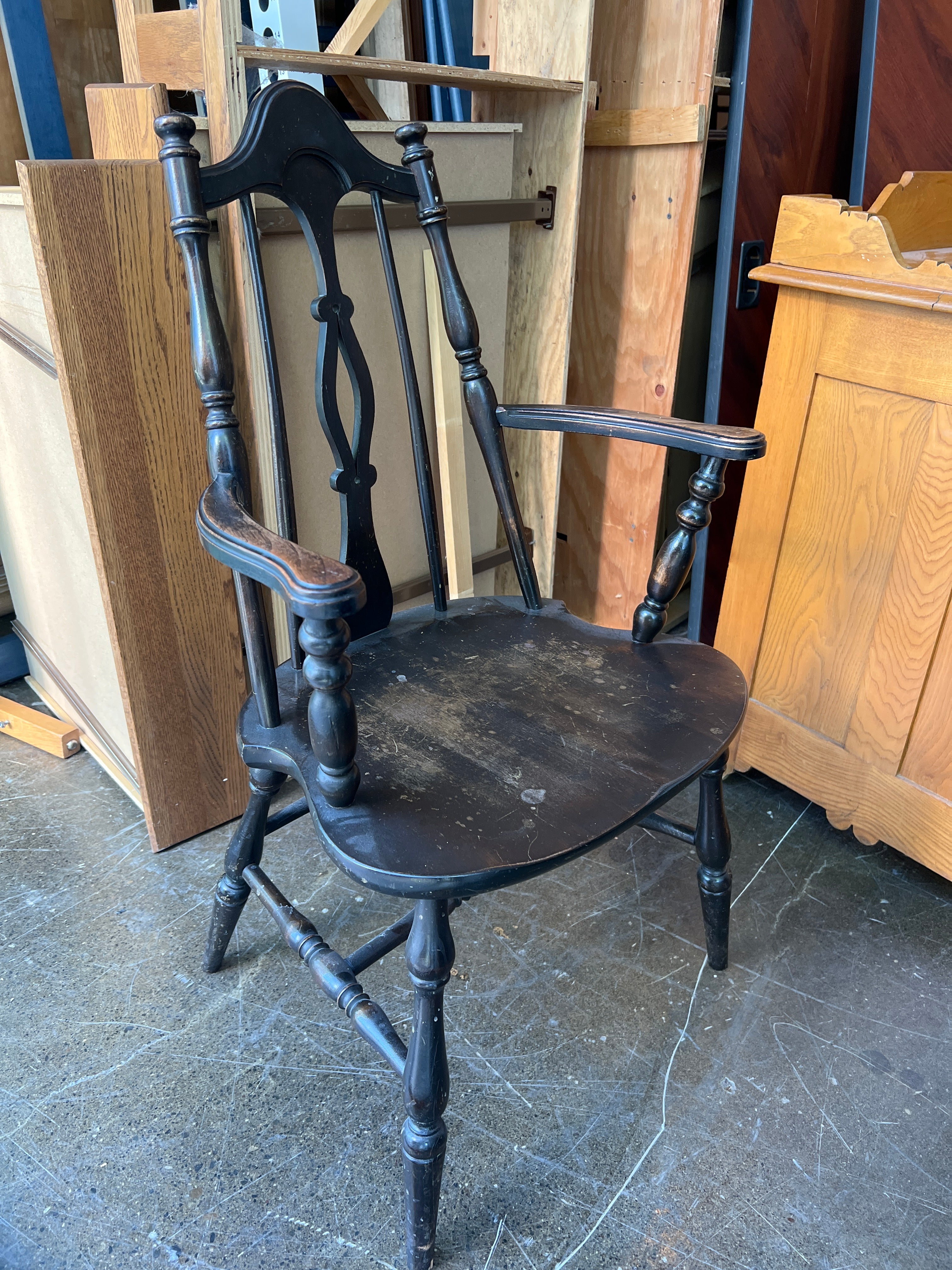 Vintage Black Wood Chair