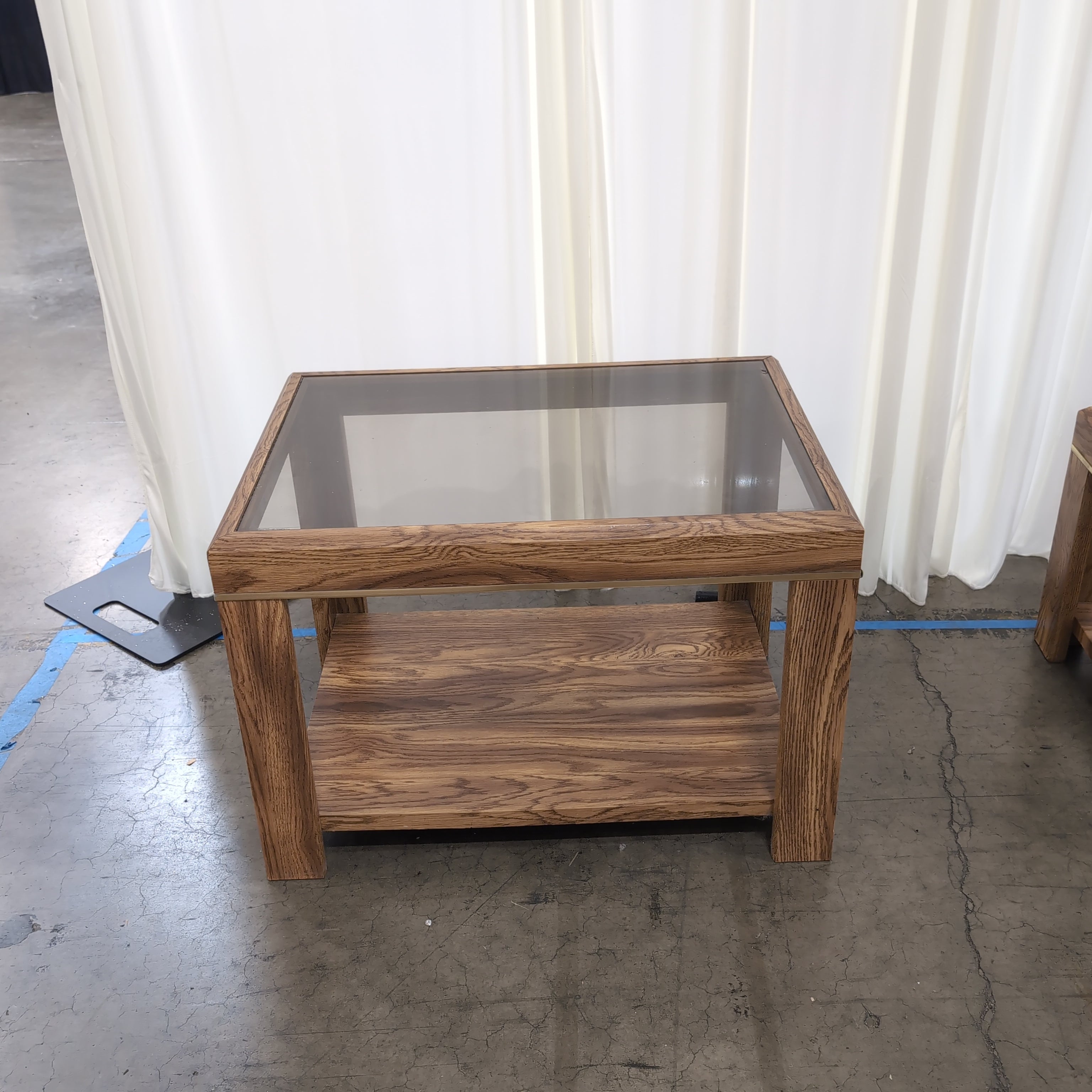 Square Wood Coffee Table with Glass Top