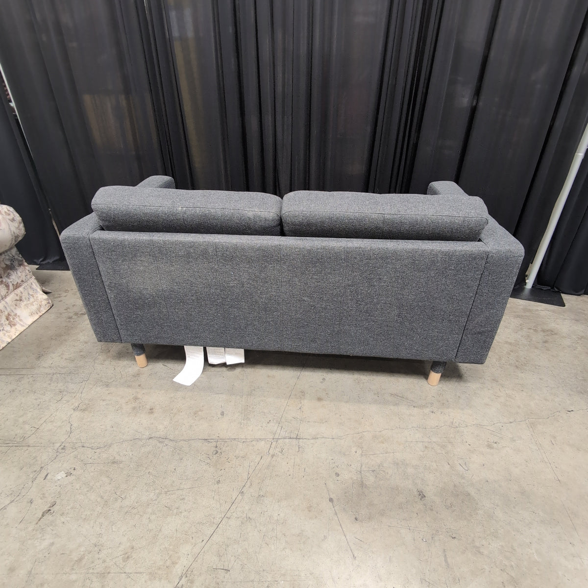 Charcoal Fabric Tufted Loveseat with Tapered Legs