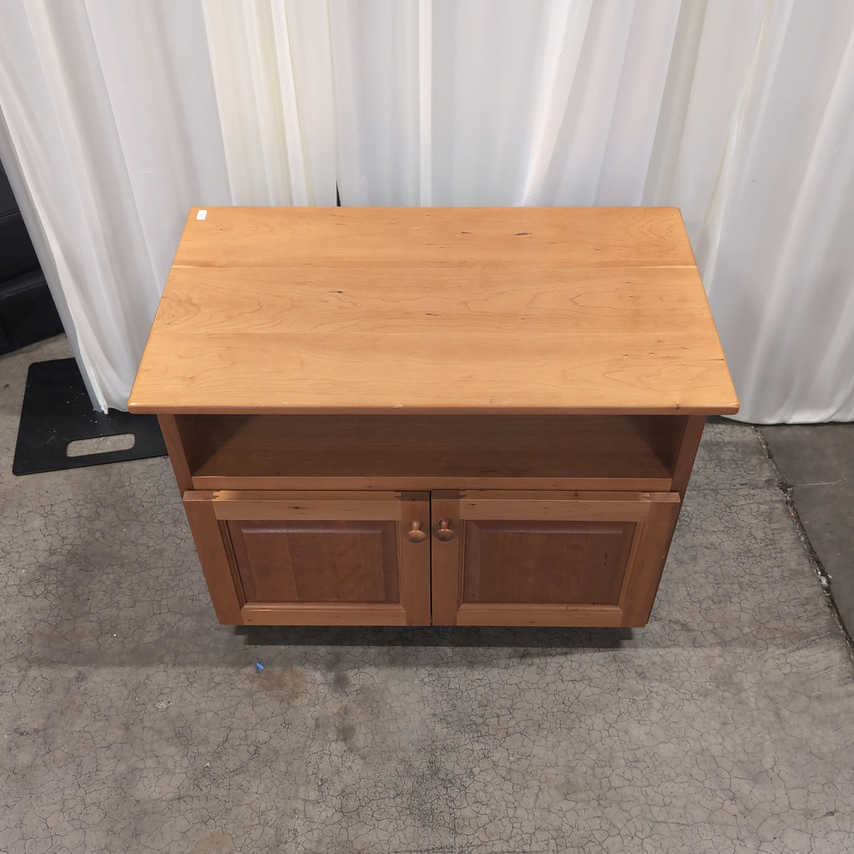 Two-Tone Wood TV Stand with Cabinet Doors