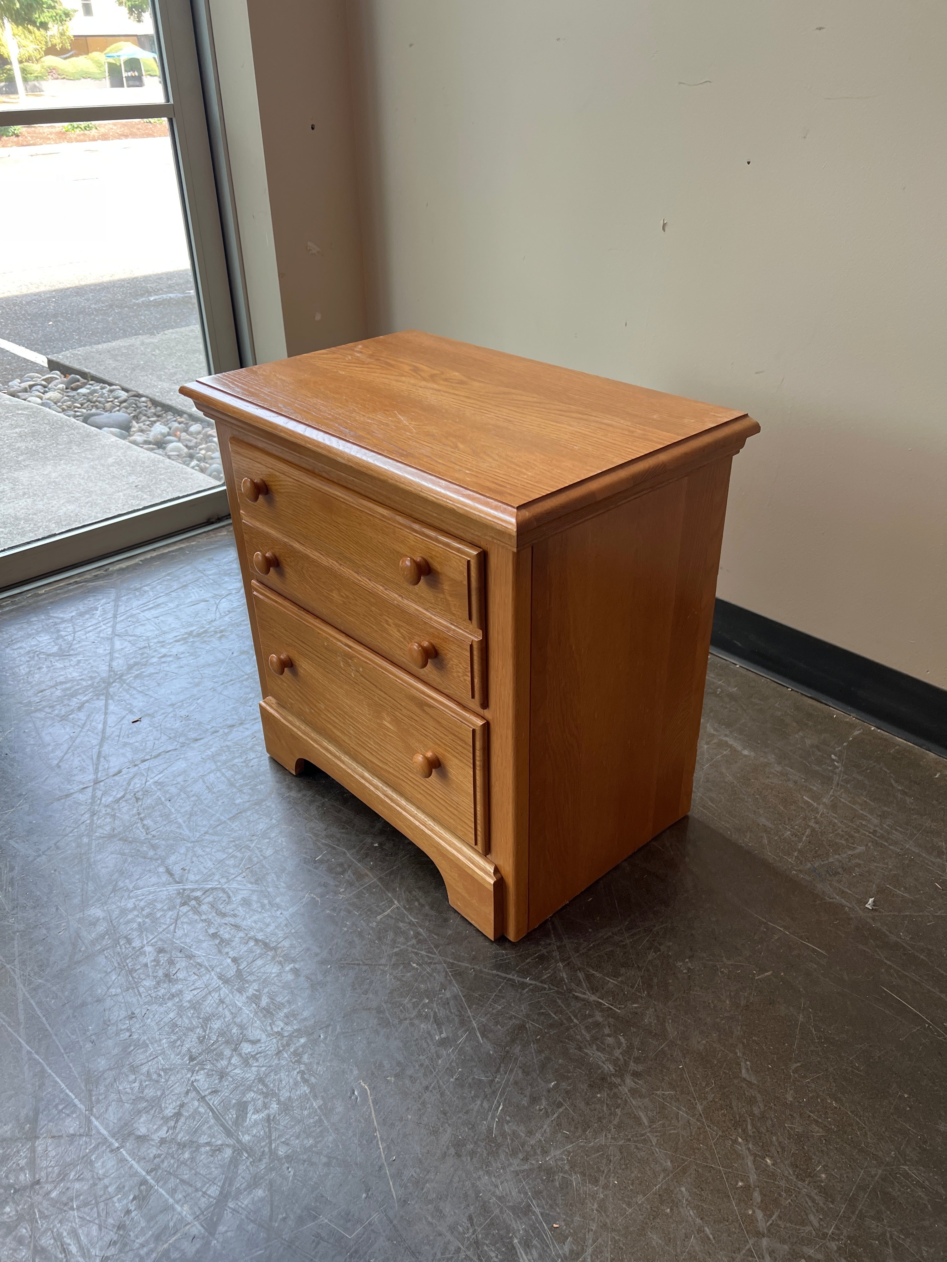 Athens Solid Oak Two Drawer Nightstand