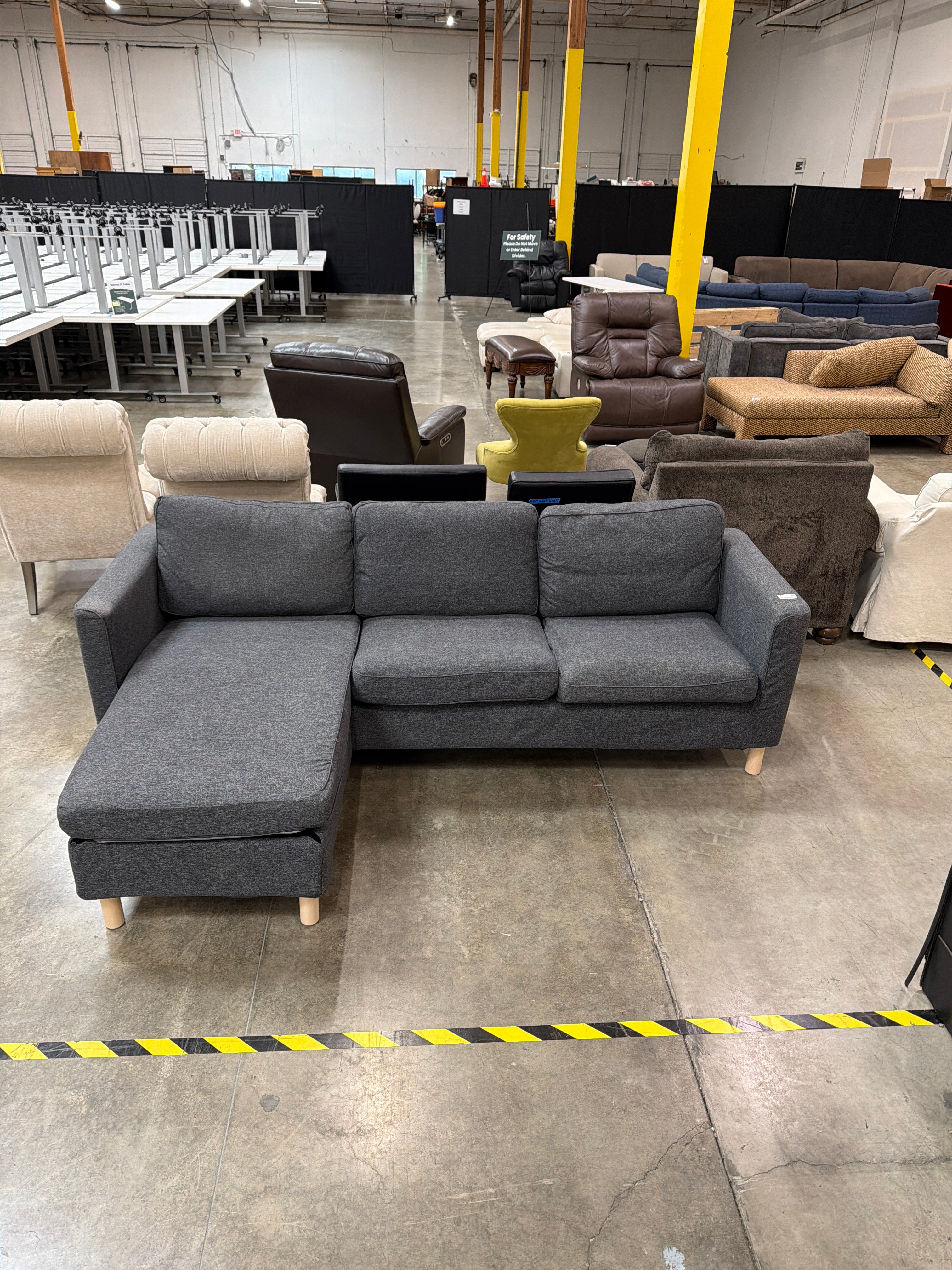 IKEA Karlstad 3-Seat Sectional Sofa with Reversible Chaise – Charcoal Gray