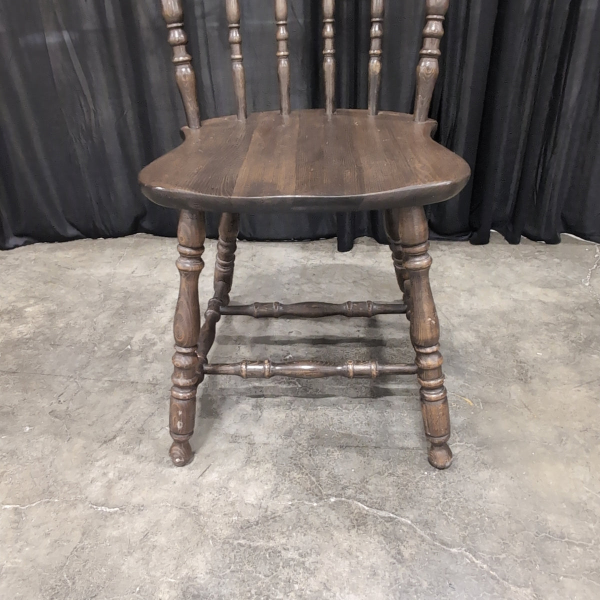 Dark Brown Spindle Back Dining Chair in Wood