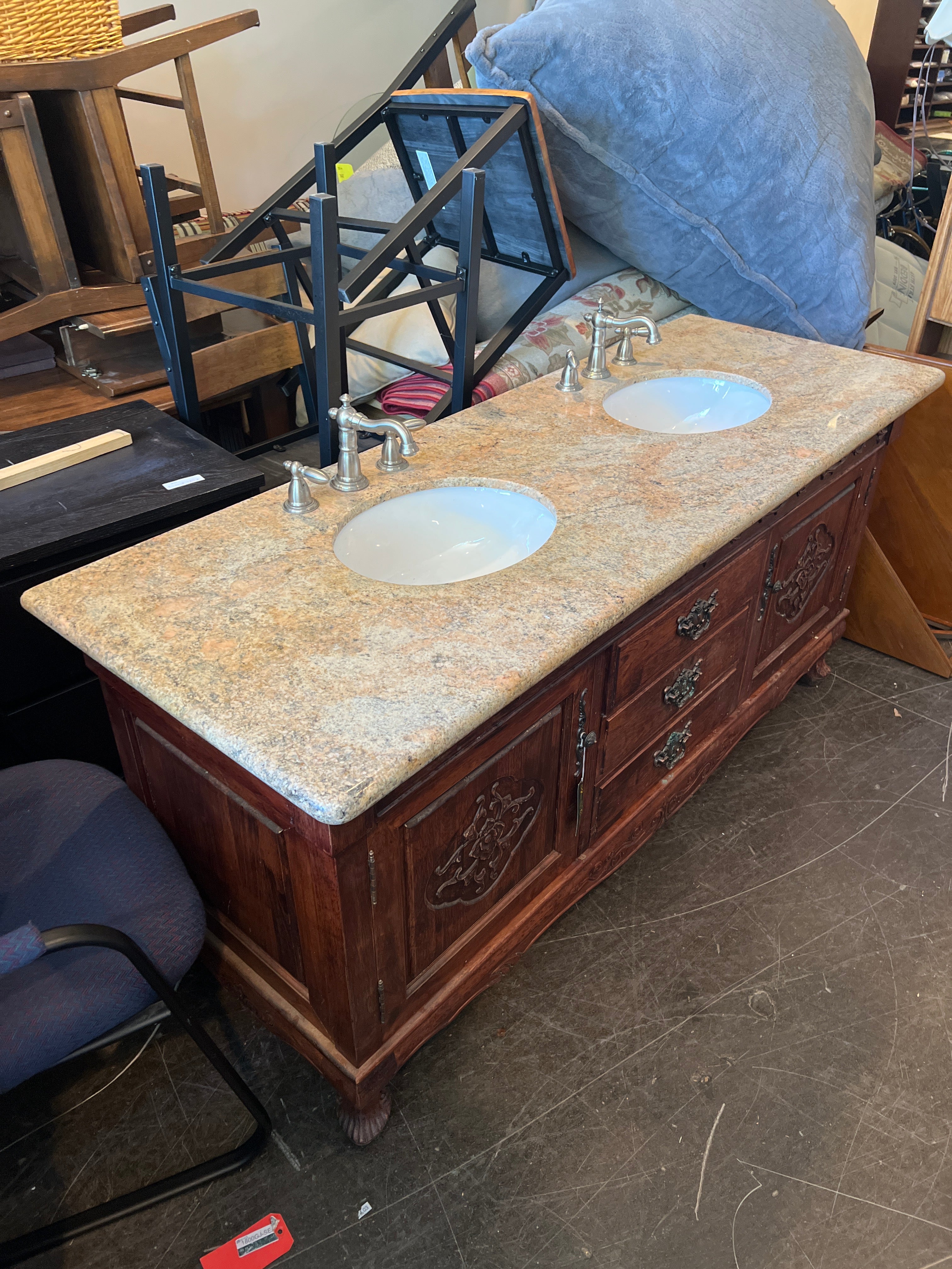 Double Sink Granite Top Bathroom Vanity