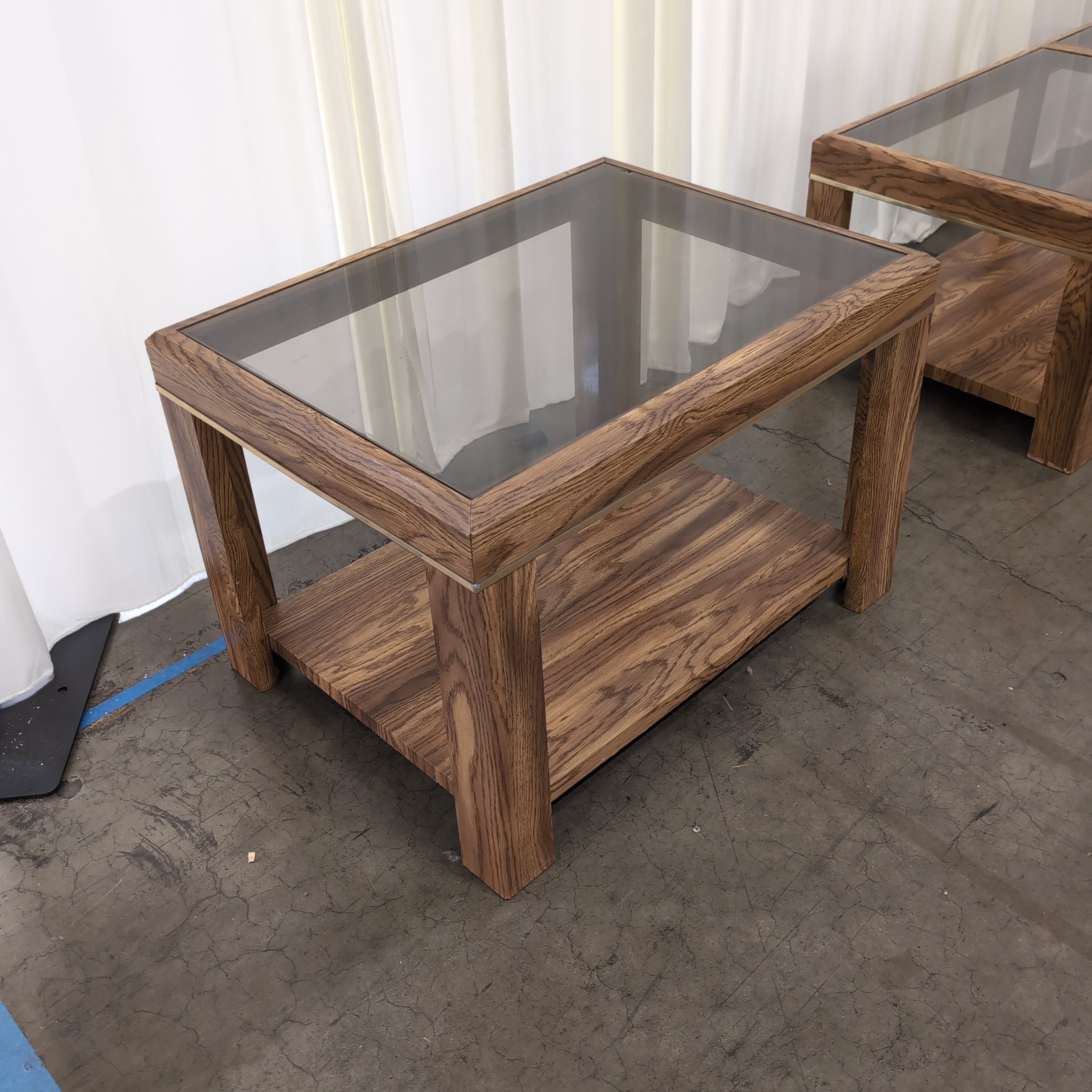 Square Wood Coffee Table with Glass Top