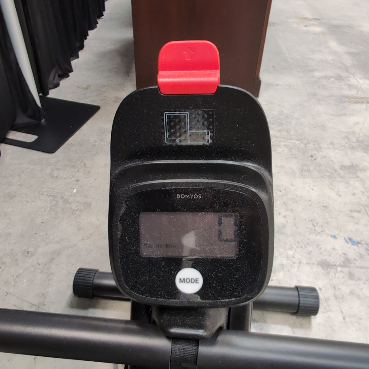 Domyos-Black Home Gym Rowing Machine with Red Accents