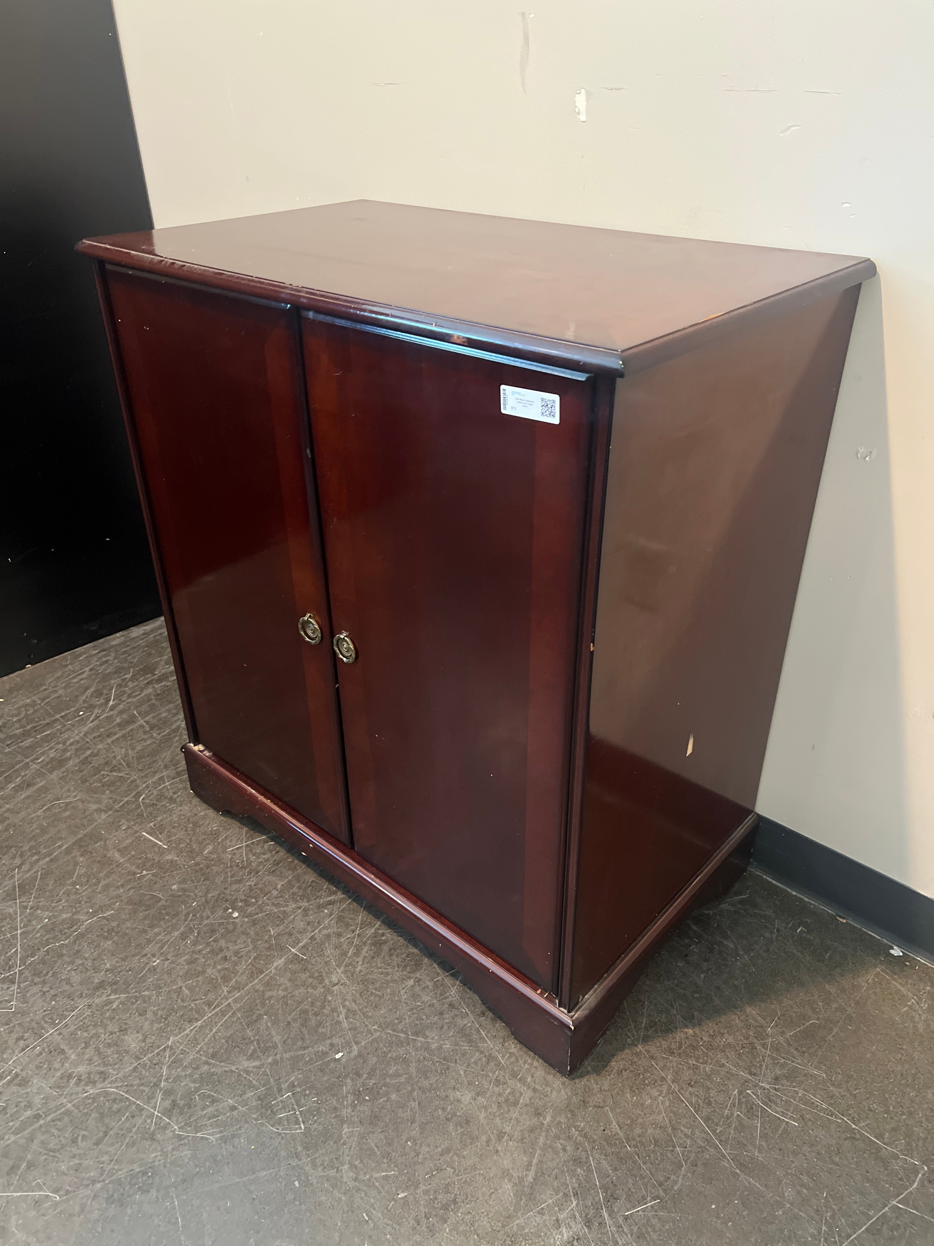 Dark Brown Hardwood Cabinet with Double Doors