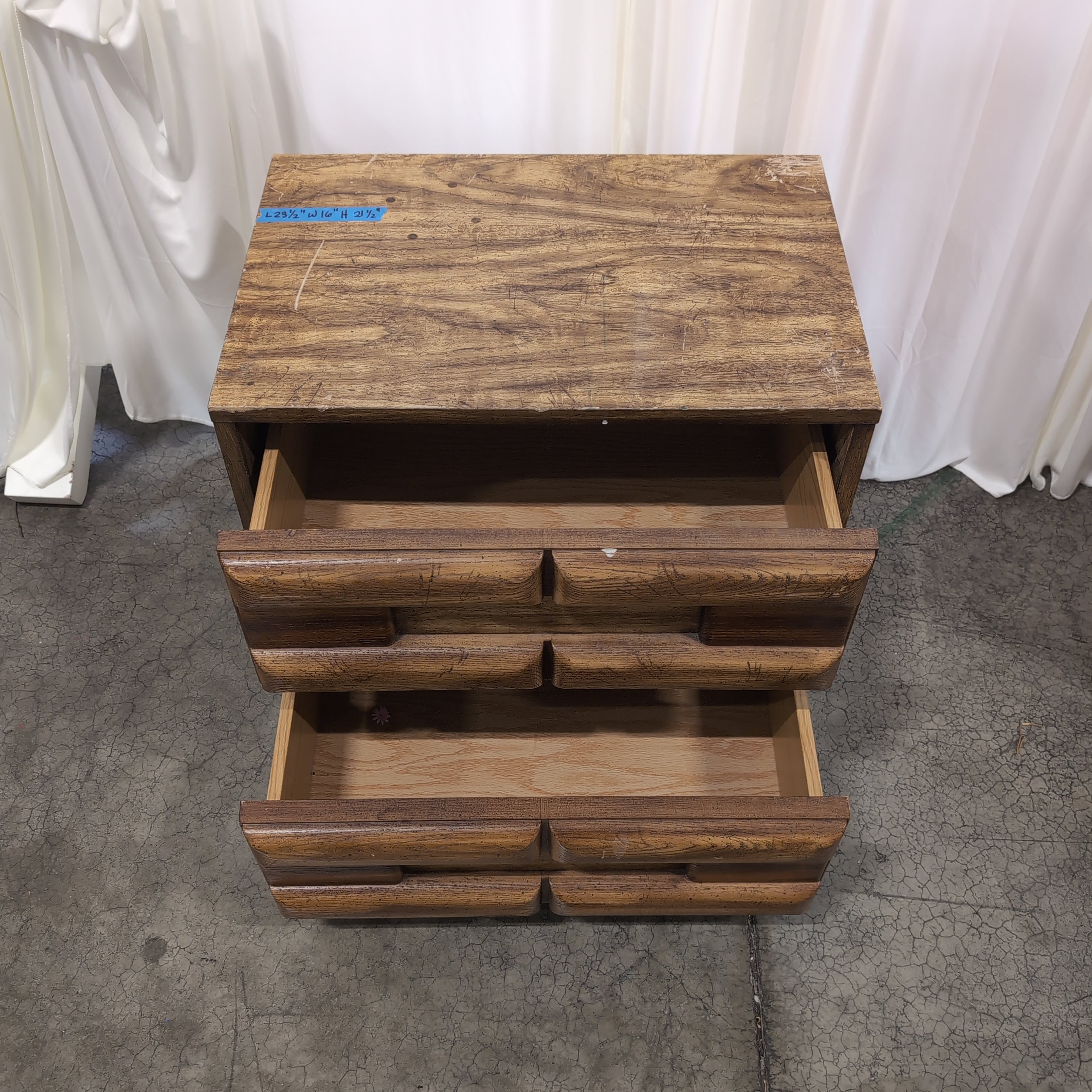Brown Sculpted Wood Nightstand