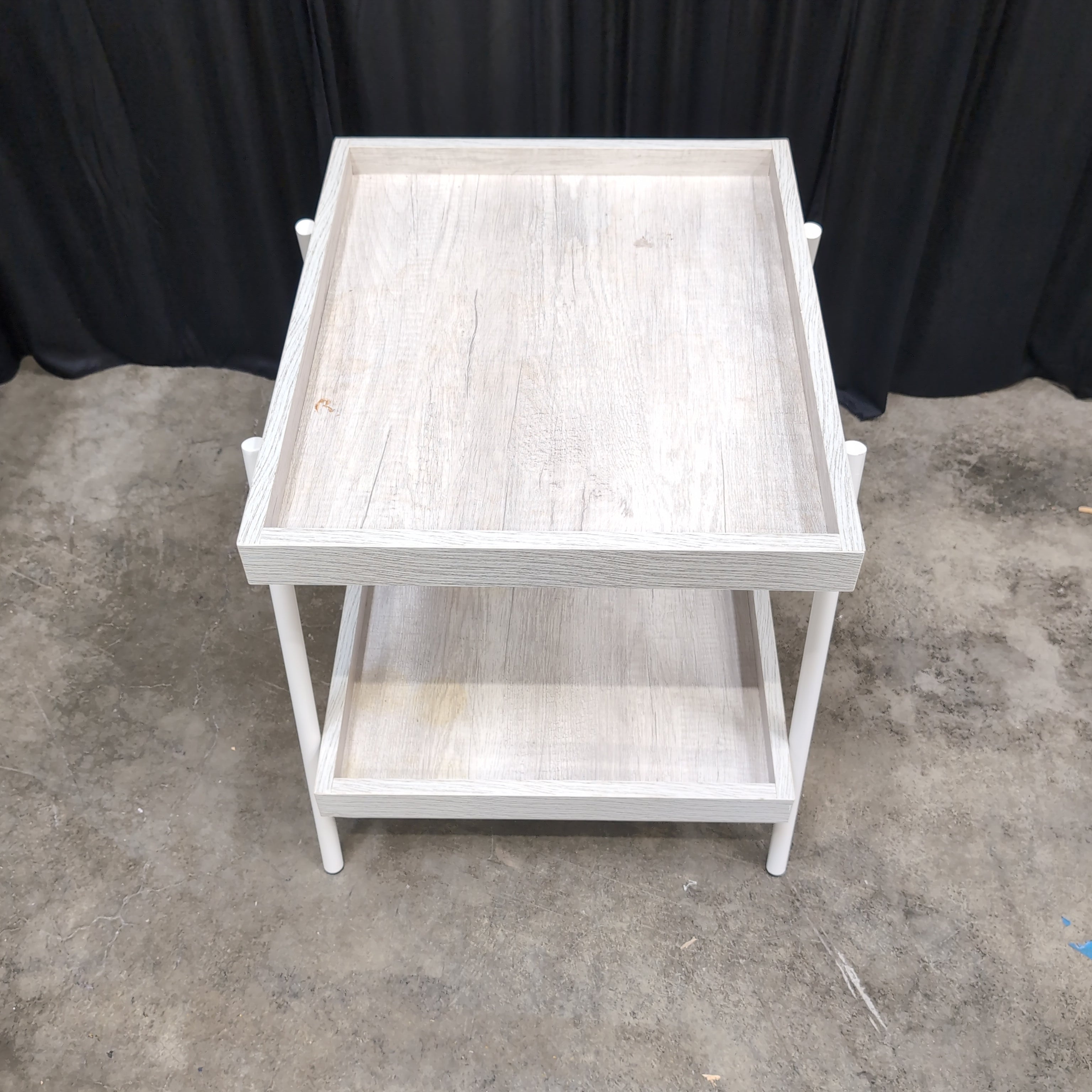 Light Wood Grain Two-Tier End Table Set