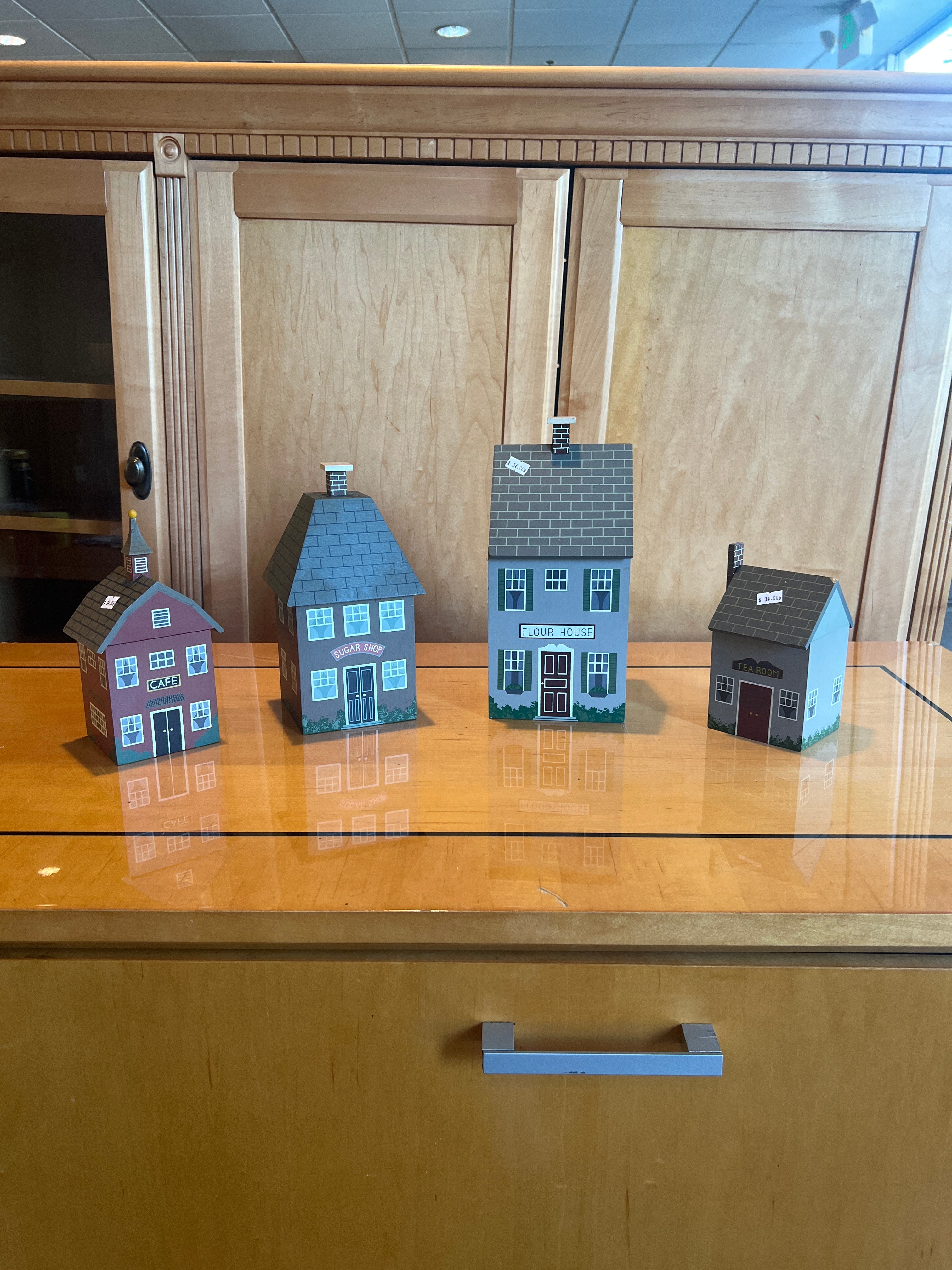 Vintage Rustic Miniature Shop House Collection, Set of Four