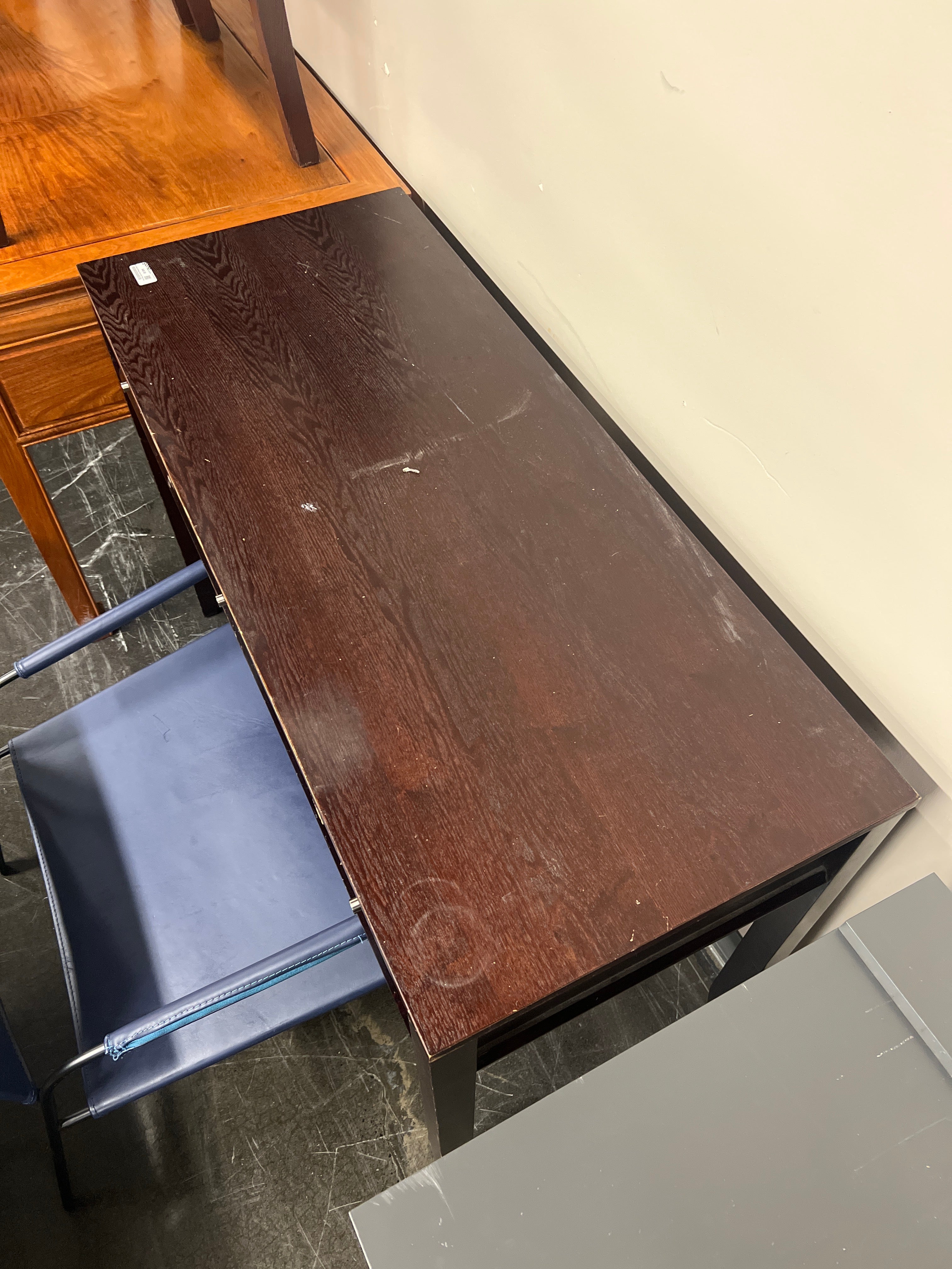 Dark Wood Writing Desk with Three Drawers