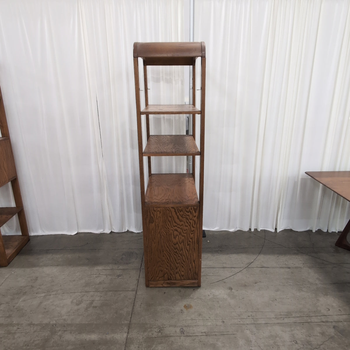 Rounded Top Wood Bookcase with Cabinet Storage