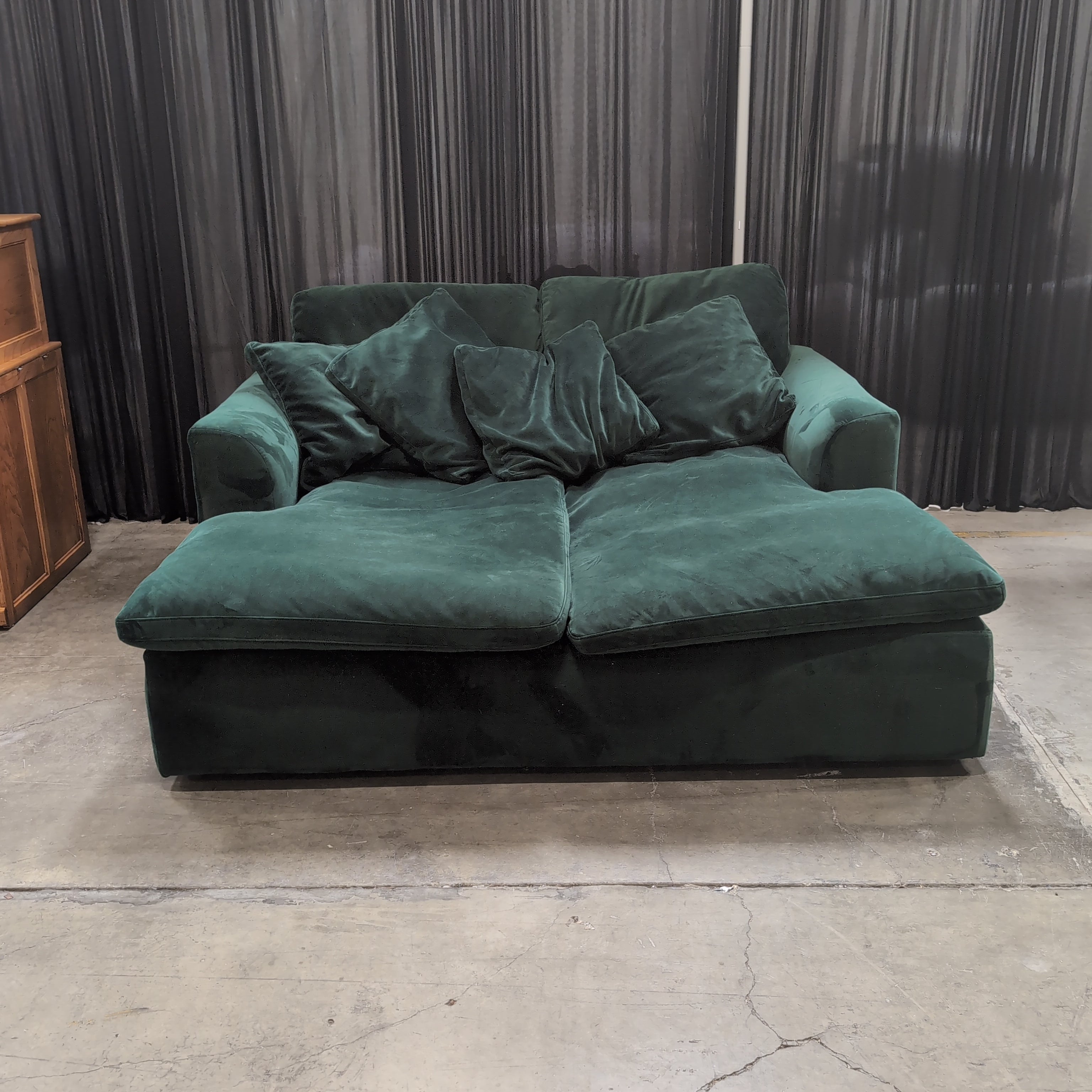 Deep Green Velvet Sectional Couch