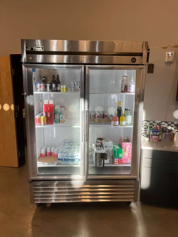 True T-49G 54" Two Section Reach In Refrigerator, (2) Left/Right Hinge Glass Doors, 115v
