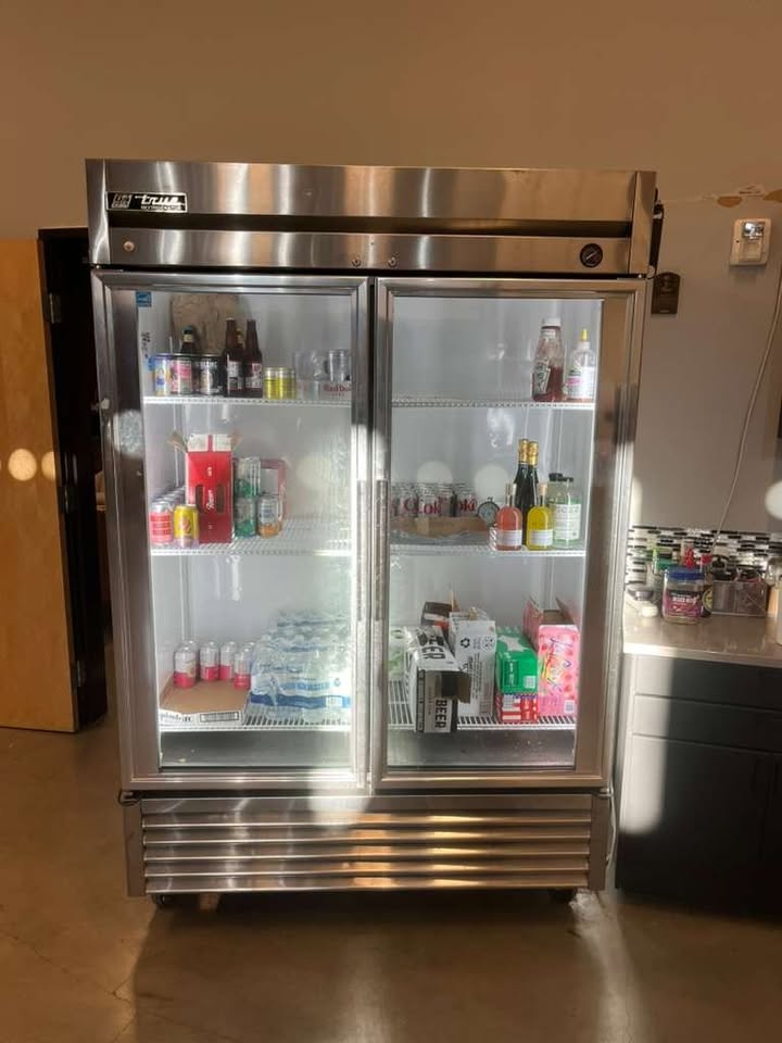 True T-49G 54" Two Section Reach In Refrigerator, (2) Left/Right Hinge Glass Doors, 115v