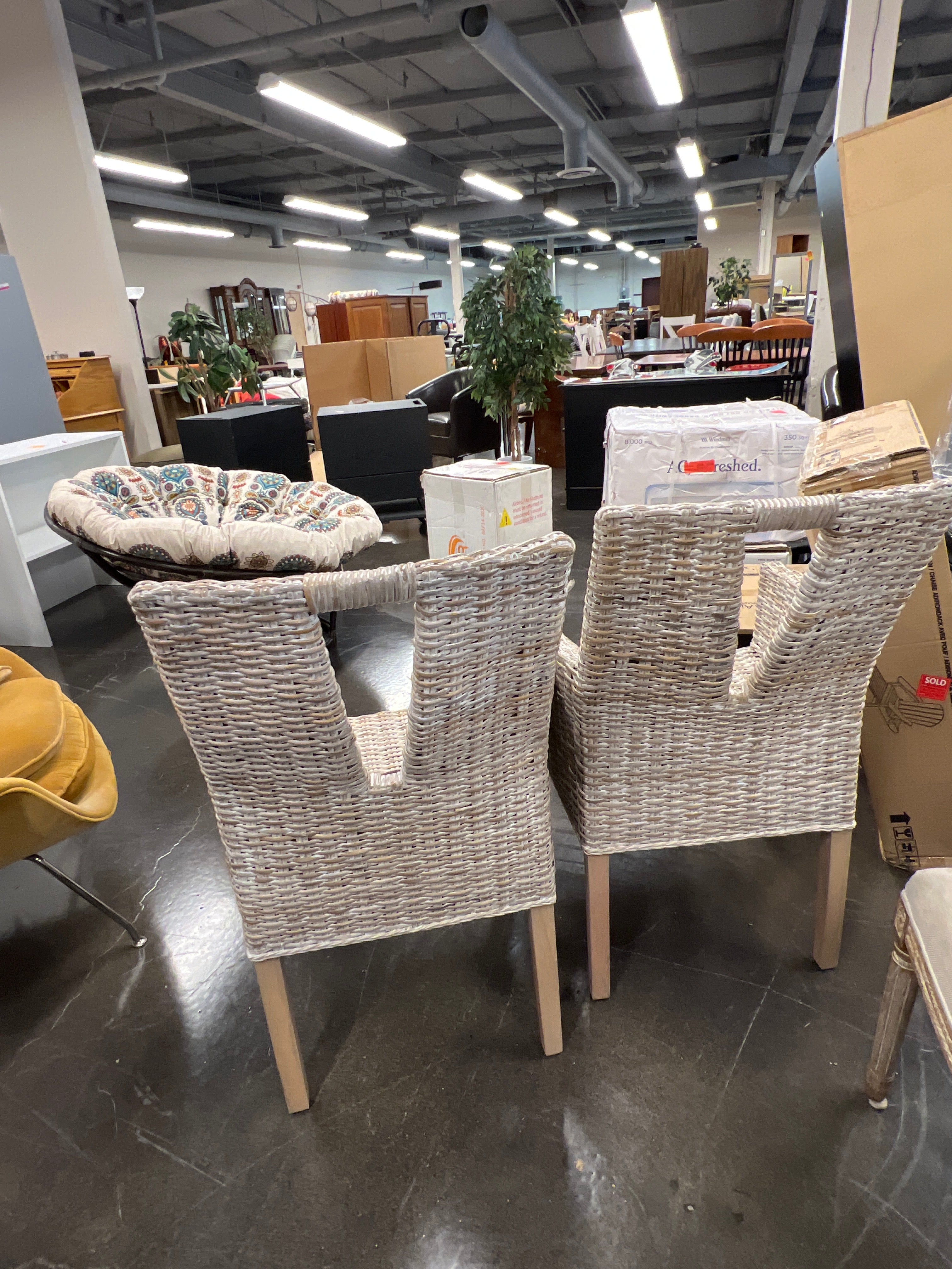 White Washed Wicker Chairs