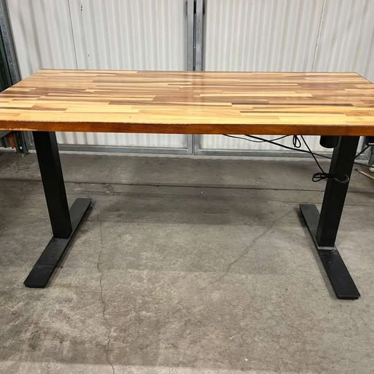 Autonomous Electric Adjustable Standing Desk with Butcher Block Style Top - 59” x 29.5” Workspace