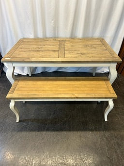 World Market Farm Table Wood / White with Bench