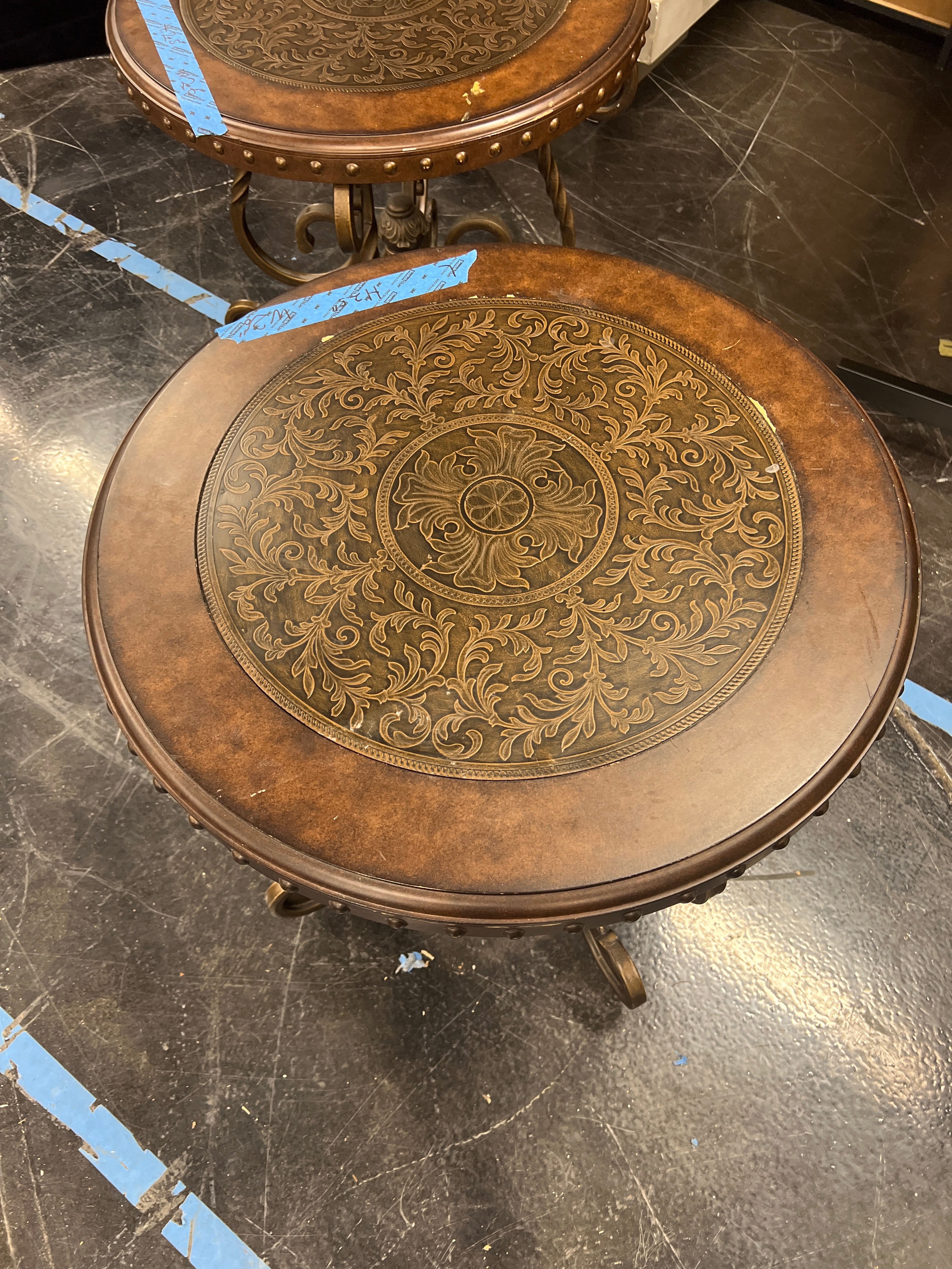 Ornate Metal and Wood Accent Table