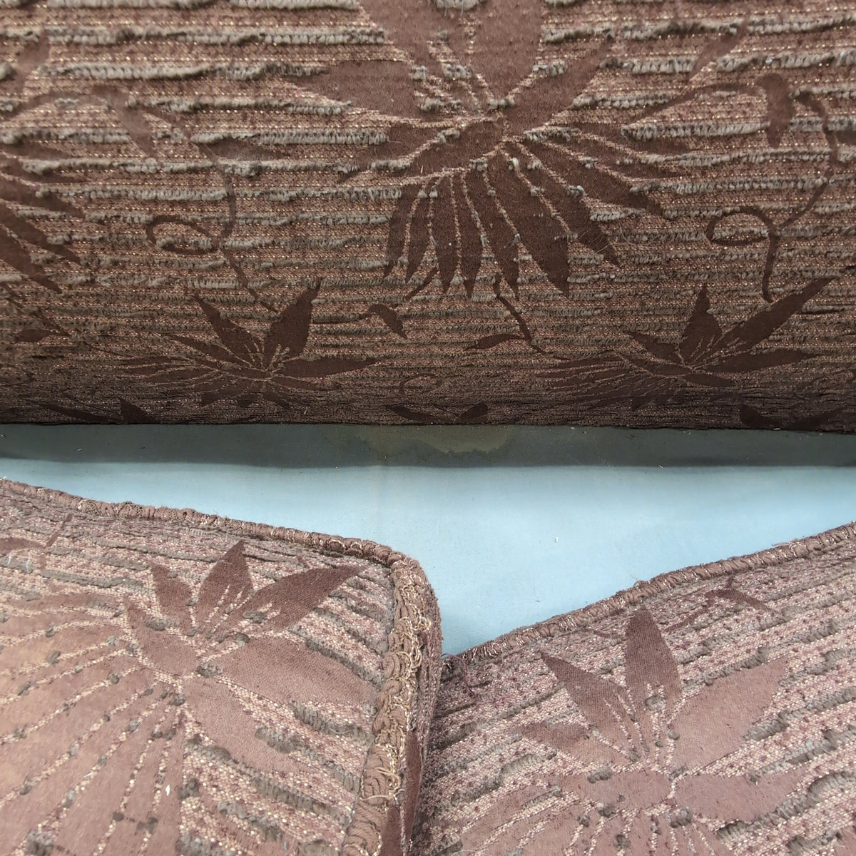Brown Jacquard Fabric Fringed Skirt Couch