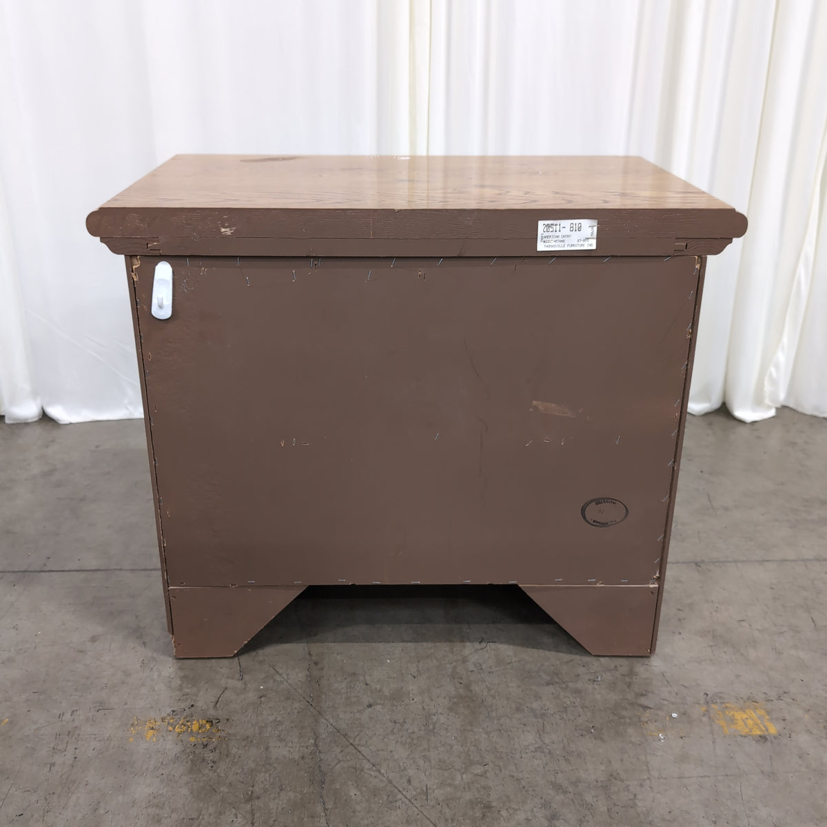 Traditional Oak Wood Nightstand with Brass Hardware